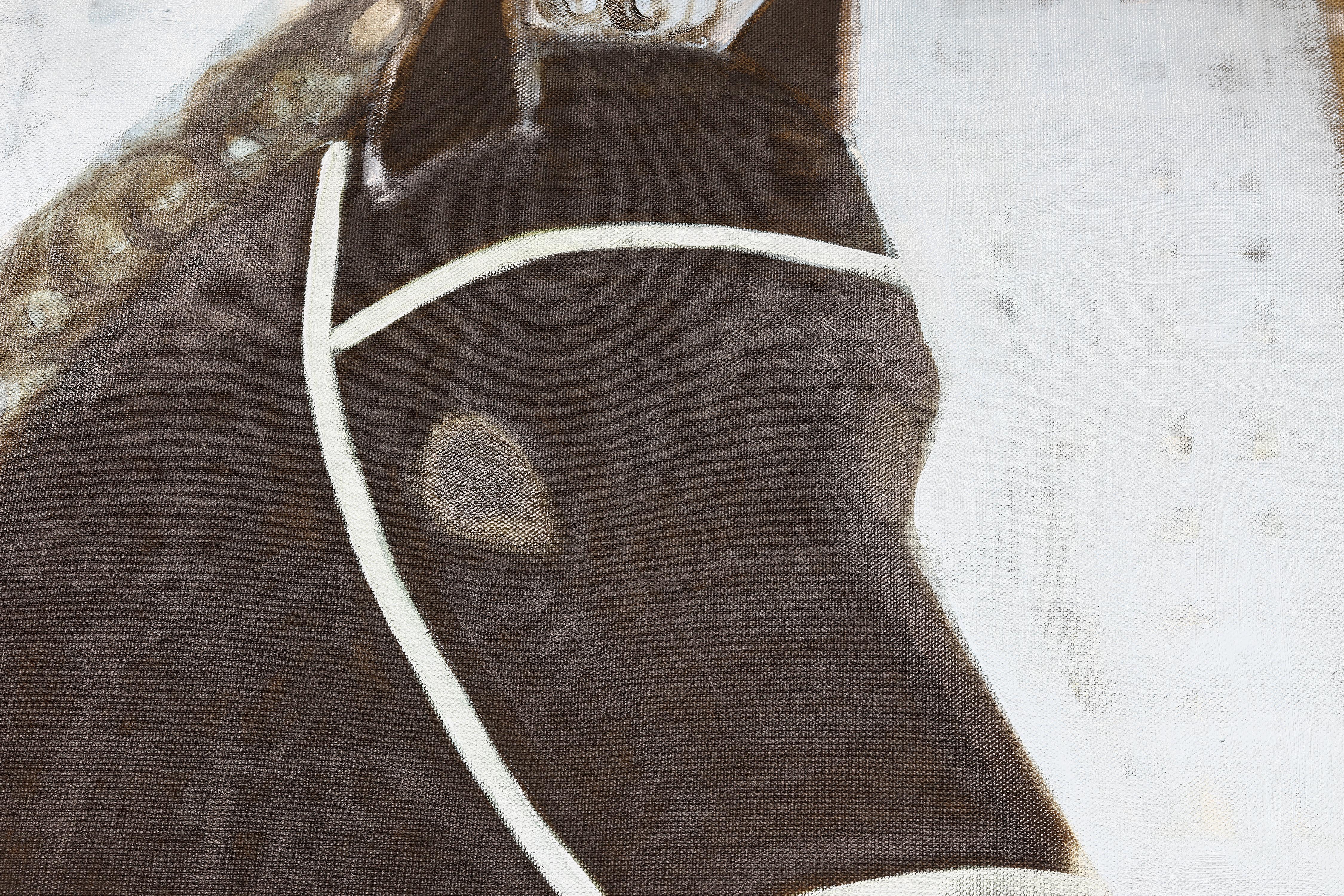 Ritratto equestre contemporaneo. Pittura ad olio di cavallo di grandi dimensioni 200 x 180 cm in vendita 3