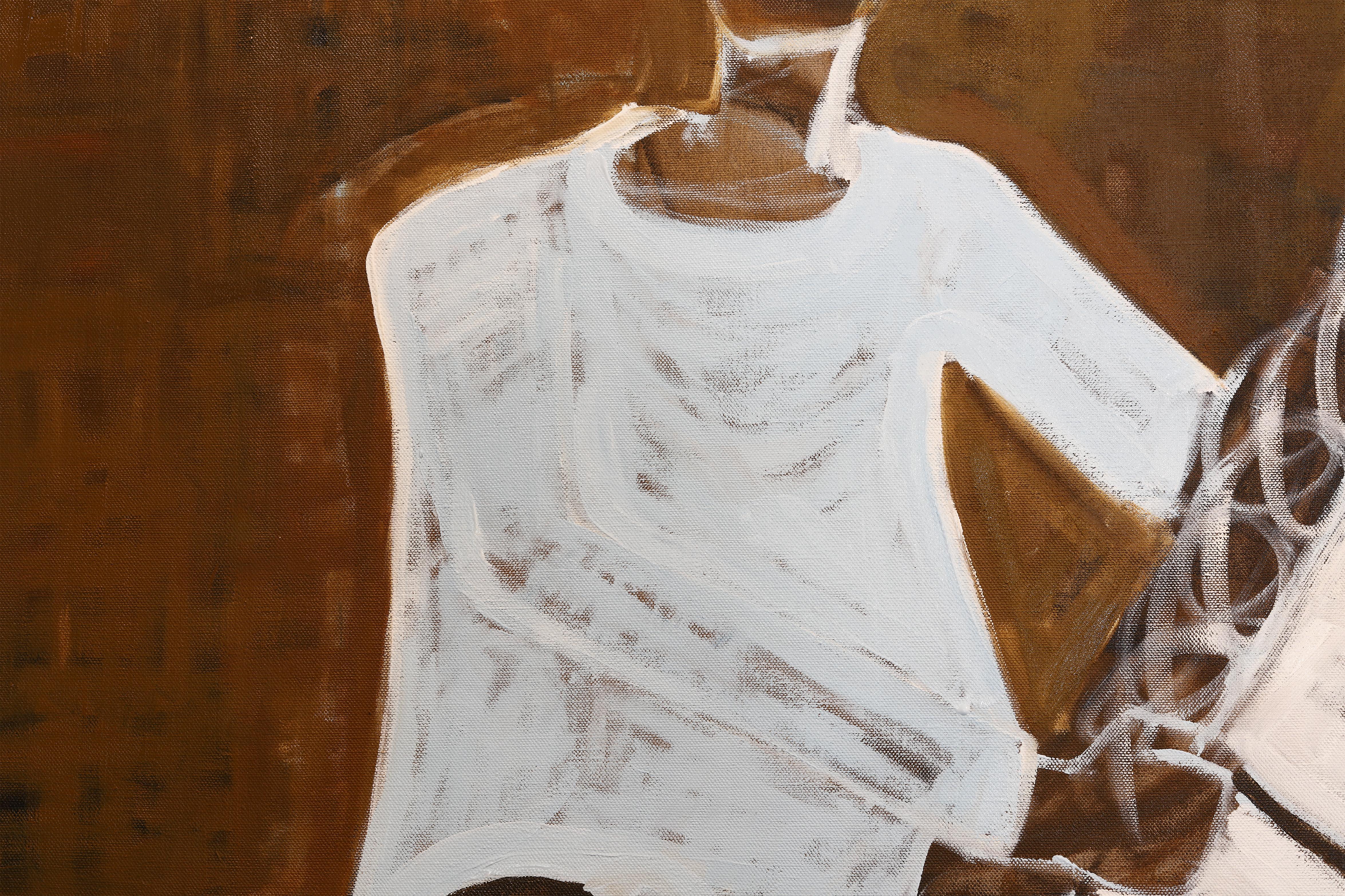 Peinture équestre contemporaine de grande taille. Peinture de cheval 200 x 180 cm - Noir Figurative Painting par Rubins J. Spaans