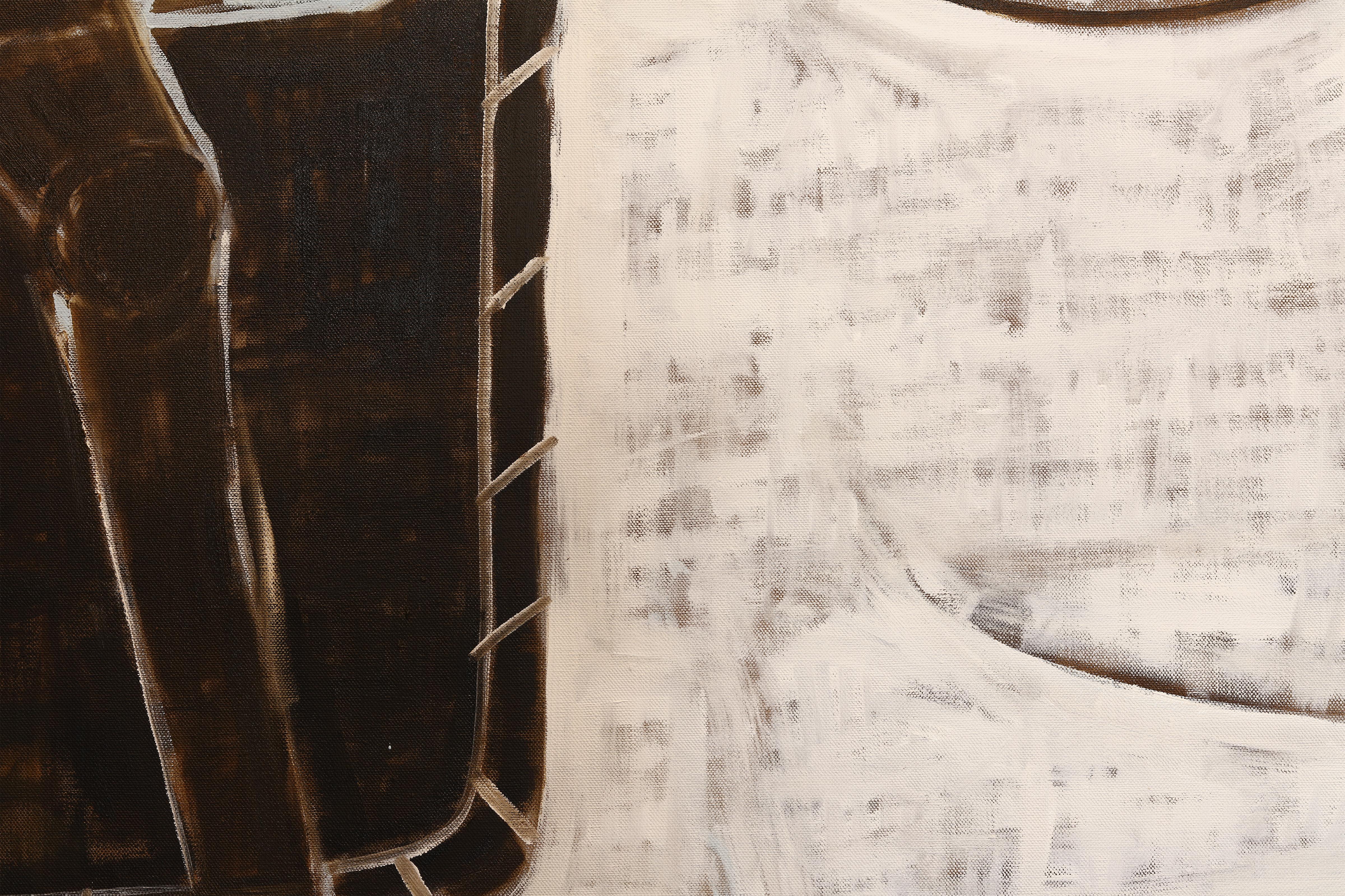 Peinture équestre contemporaine de grande taille. Peinture de cheval 200 x 180 cm en vente 3