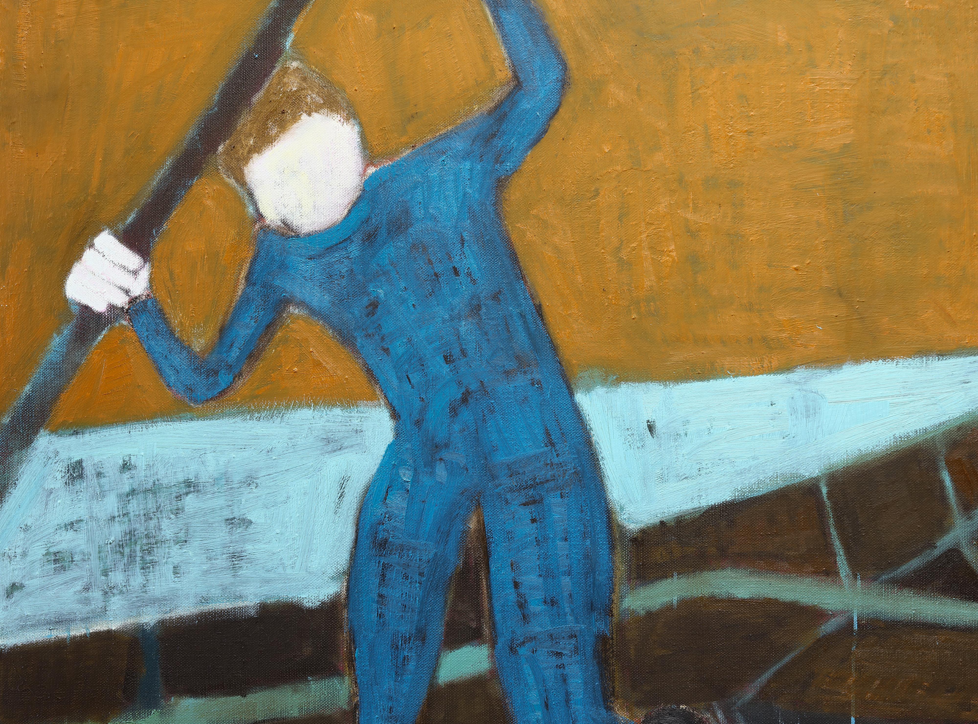 Dipinto a olio figurativo contemporaneo di grandi dimensioni su lino belga non trattato - Painting Contemporaneo di Rubins J. Spaans