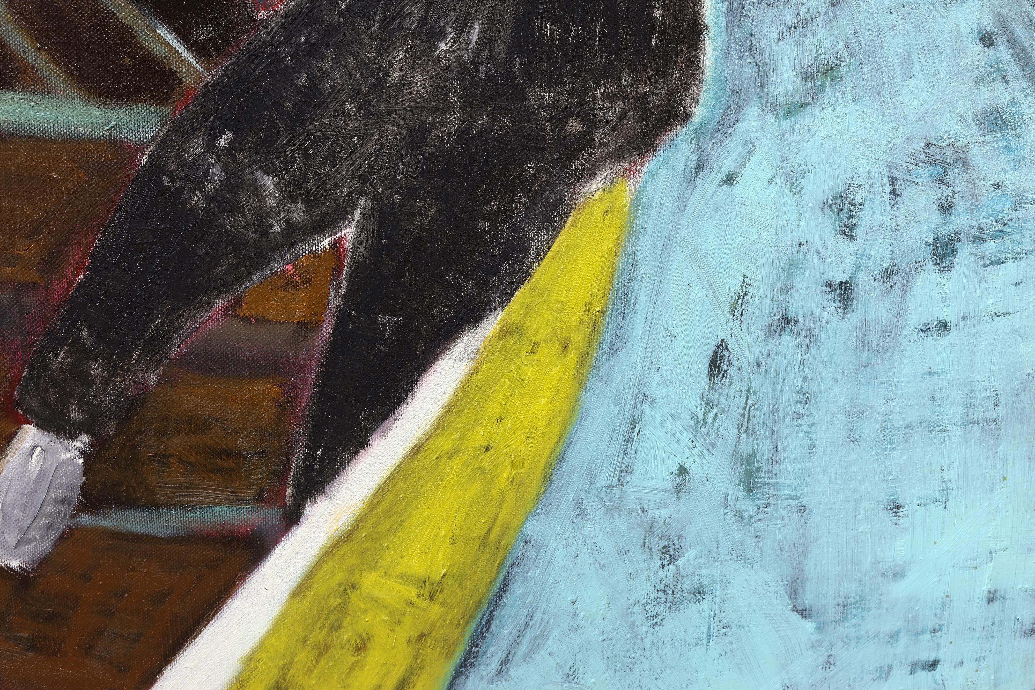 Dipinto a olio figurativo contemporaneo di grandi dimensioni su lino belga non trattato - Figurative Painting Marrone di Rubins J. Spaans