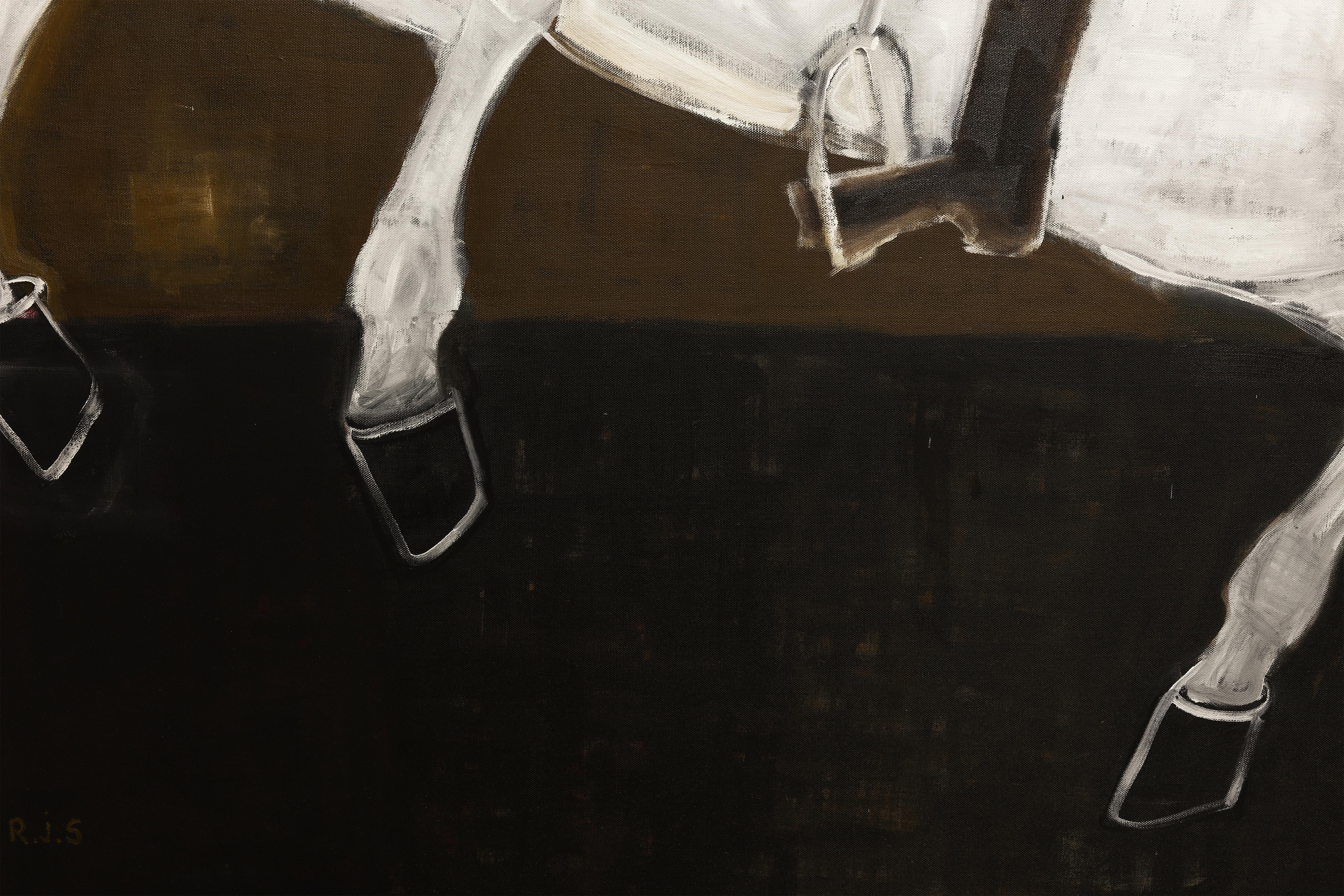 Pittura a olio di cavallo contemporanea di grandi dimensioni. Pittura a olio equestre 200 x 180 cm 5