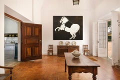 Quadro di cavallo contemporaneo di grandi dimensioni. Pittura ad olio figurativa su tela belga