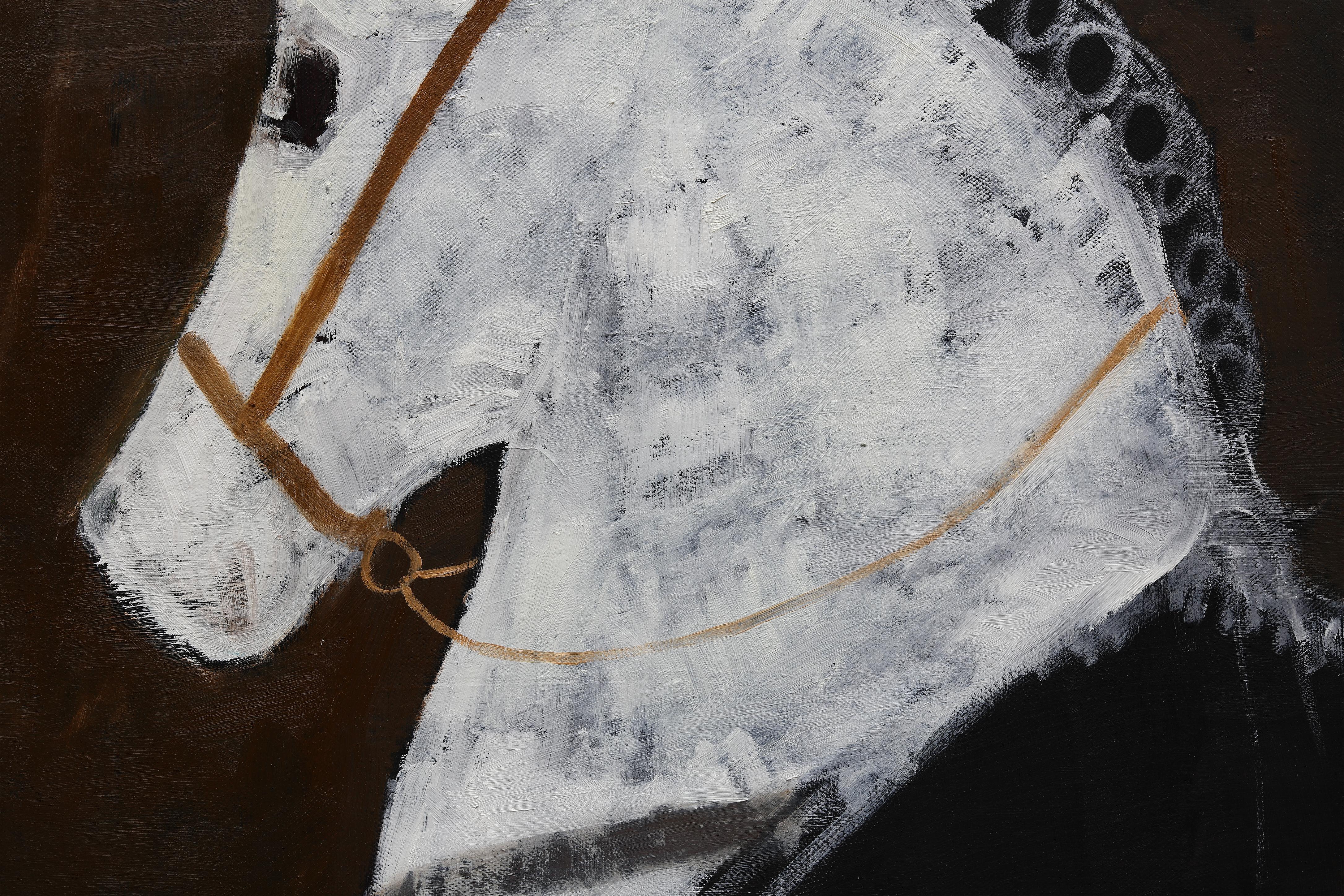 Pintura contemporánea de caballos grandes. Pintura al óleo figurativa sobre lino belga - Painting Contemporáneo de Rubins J. Spaans