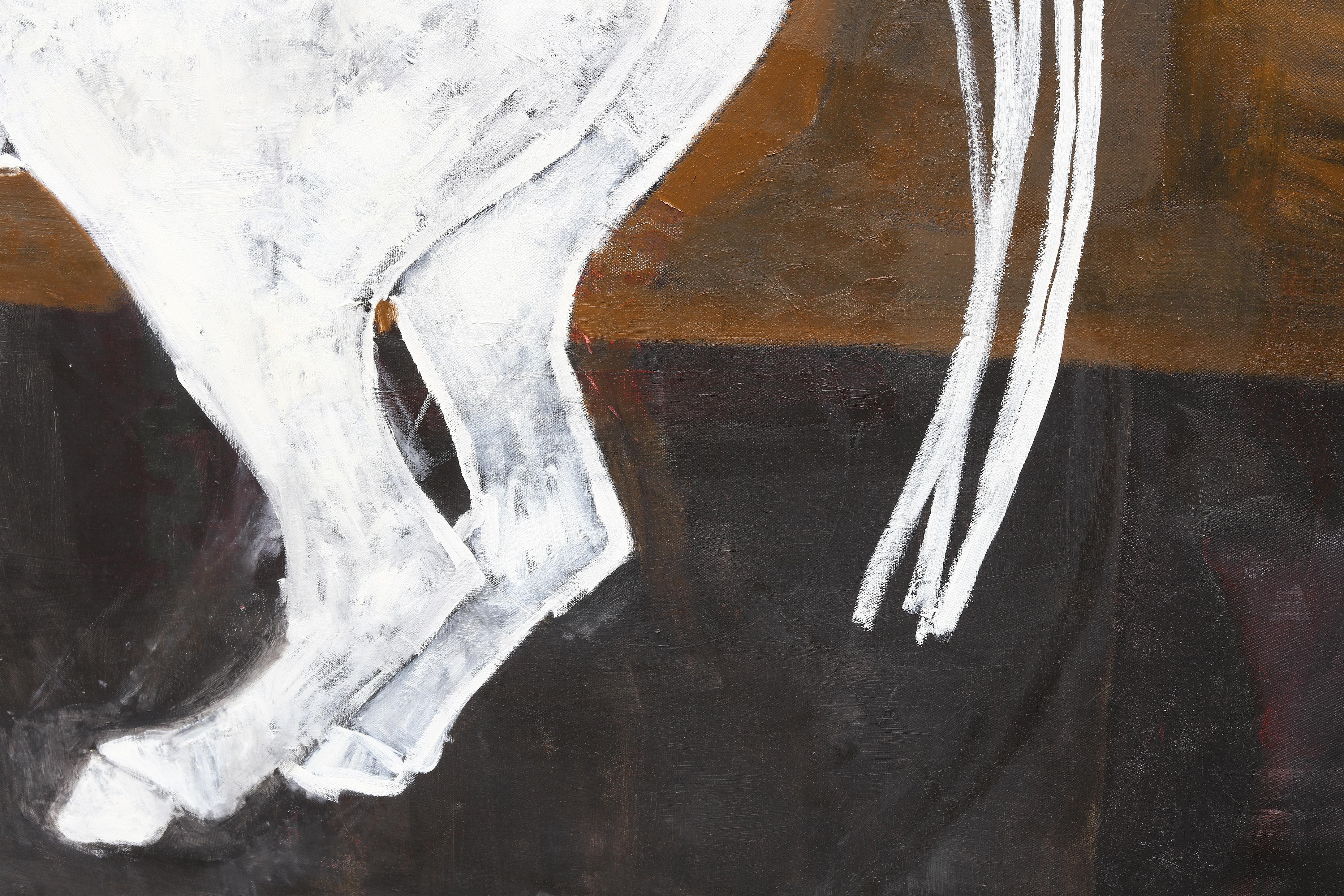 Pintura contemporánea de caballos grandes. Pintura al óleo figurativa sobre lino belga 1