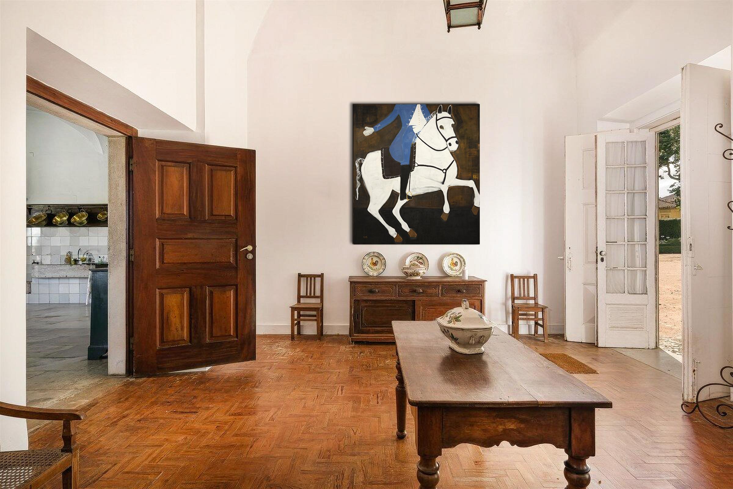 Pintura Ecuestre. Caballo Pintura al óleo sobre lienzo belga sin imprimar 200 x 180 cm - Painting de Rubins J. Spaans