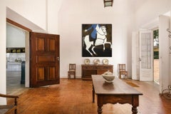 Pferdemalerei. Ölgemälde mit Pferd auf unprimierter belgischer Leinwand 200 x 180 cm