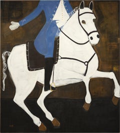 Pintura Ecuestre. Caballo Pintura al óleo sobre lienzo belga sin imprimar 200 x 180 cm