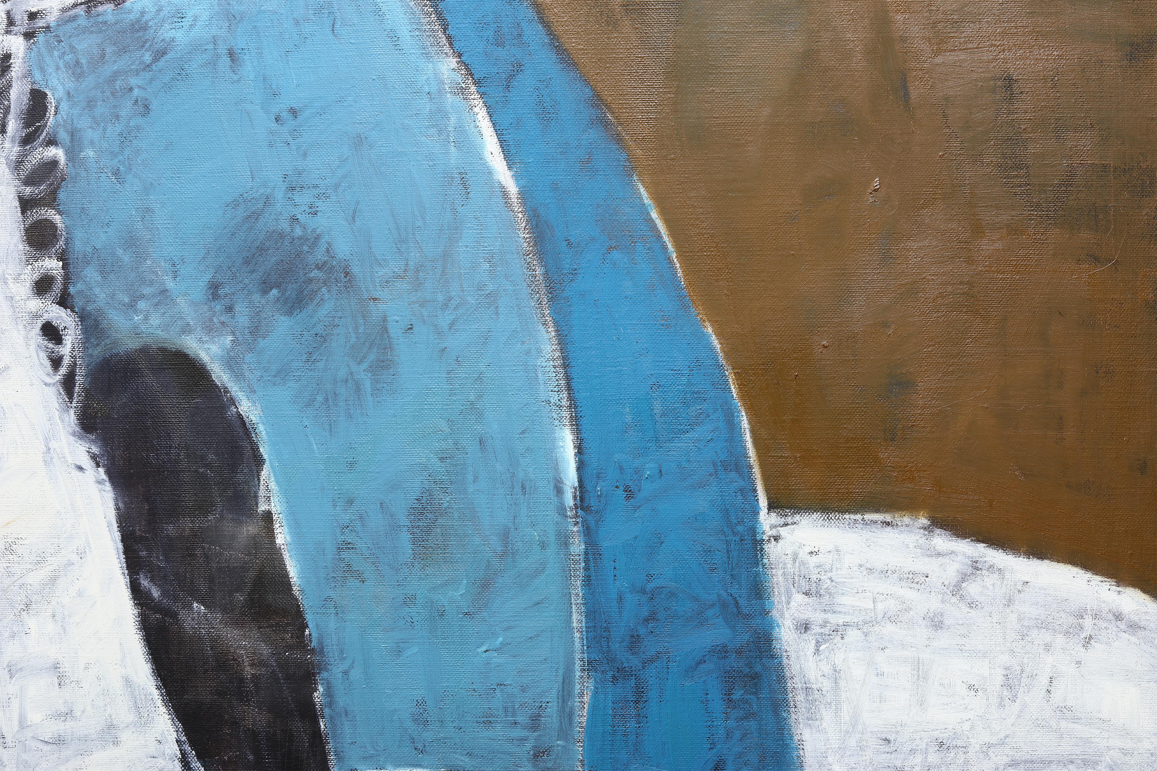 Pittura equestre. Pittura a olio di grandi dimensioni su tela belga non spalmata 200 x 180 cm - Figurative Painting Nero di Rubins J. Spaans