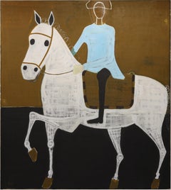 Horse Painting. Equestrian Oil Painting on Unprimed Belgian Linen 190 x 170 cm