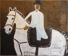 Pittura di cavalli. Pittura a olio equestre su lino belga non verniciato 180 x 220 cm