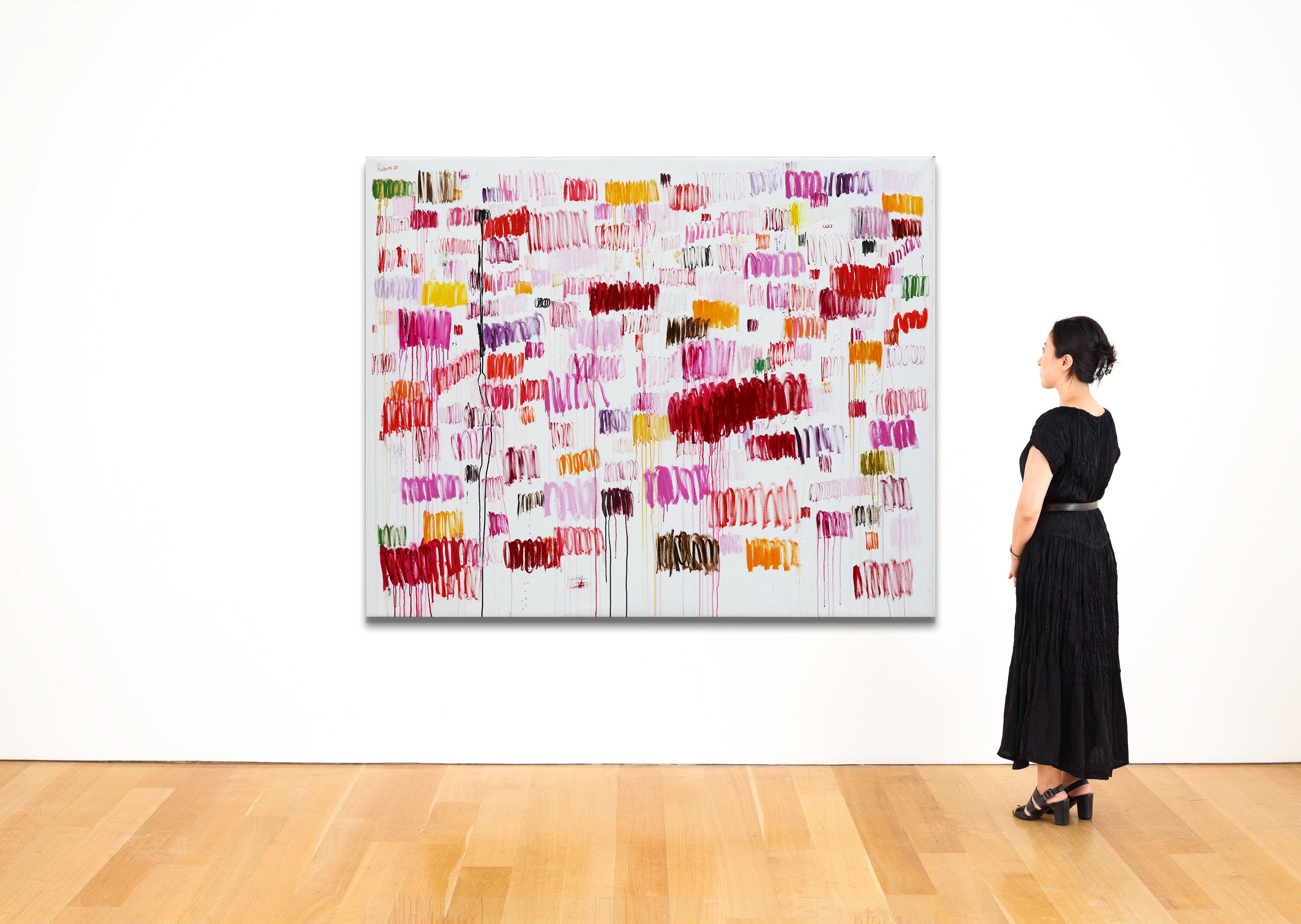 Große abstrakte Contemporary Ölgemälde auf Leinen Leinwand. 170 x 210 cm (Abstrakt), Painting, von Rubins J. Spaans