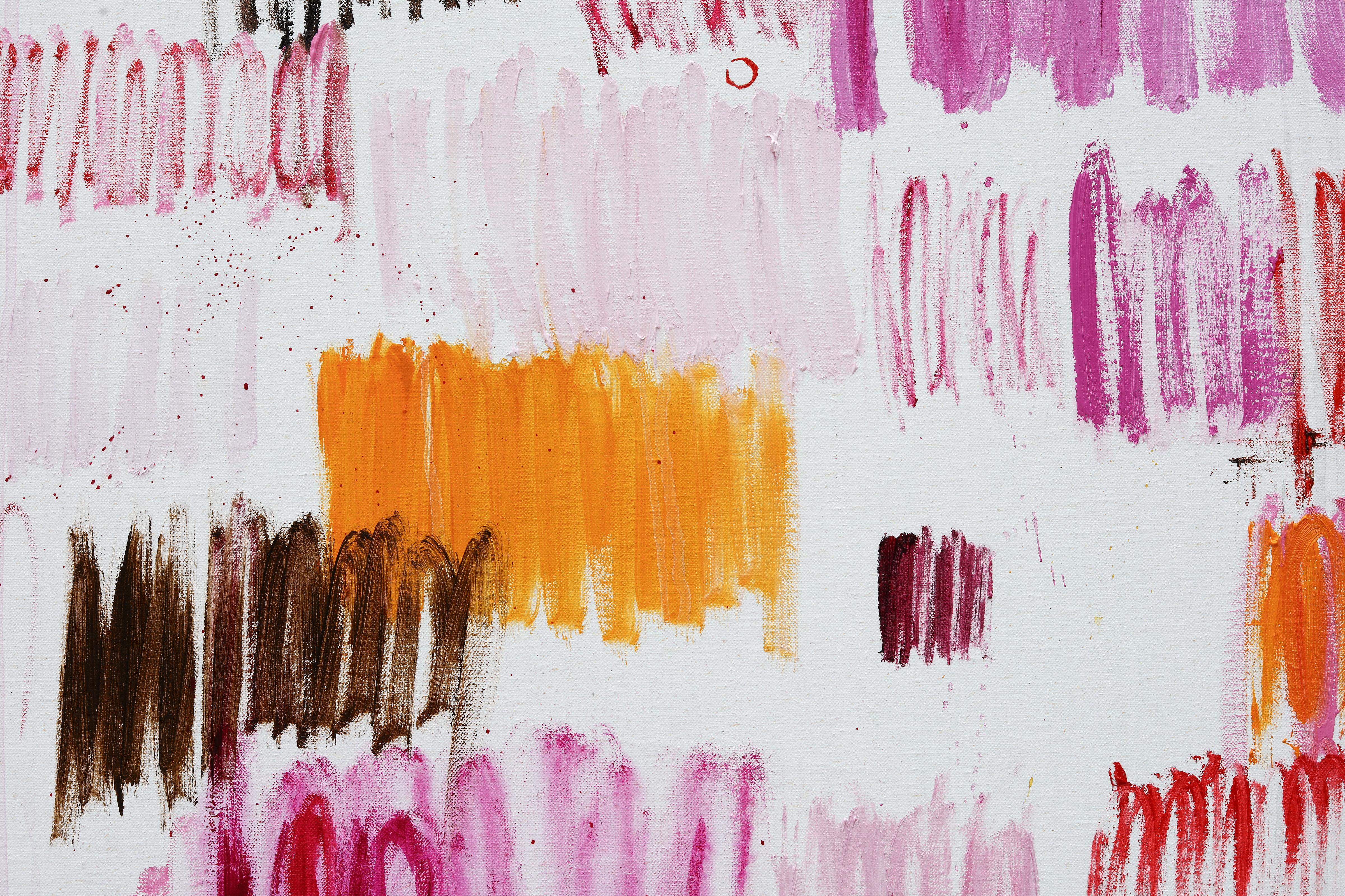 Große abstrakte Contemporary Ölgemälde auf Leinen Leinwand. 170 x 210 cm (Beige), Abstract Painting, von Rubins J. Spaans
