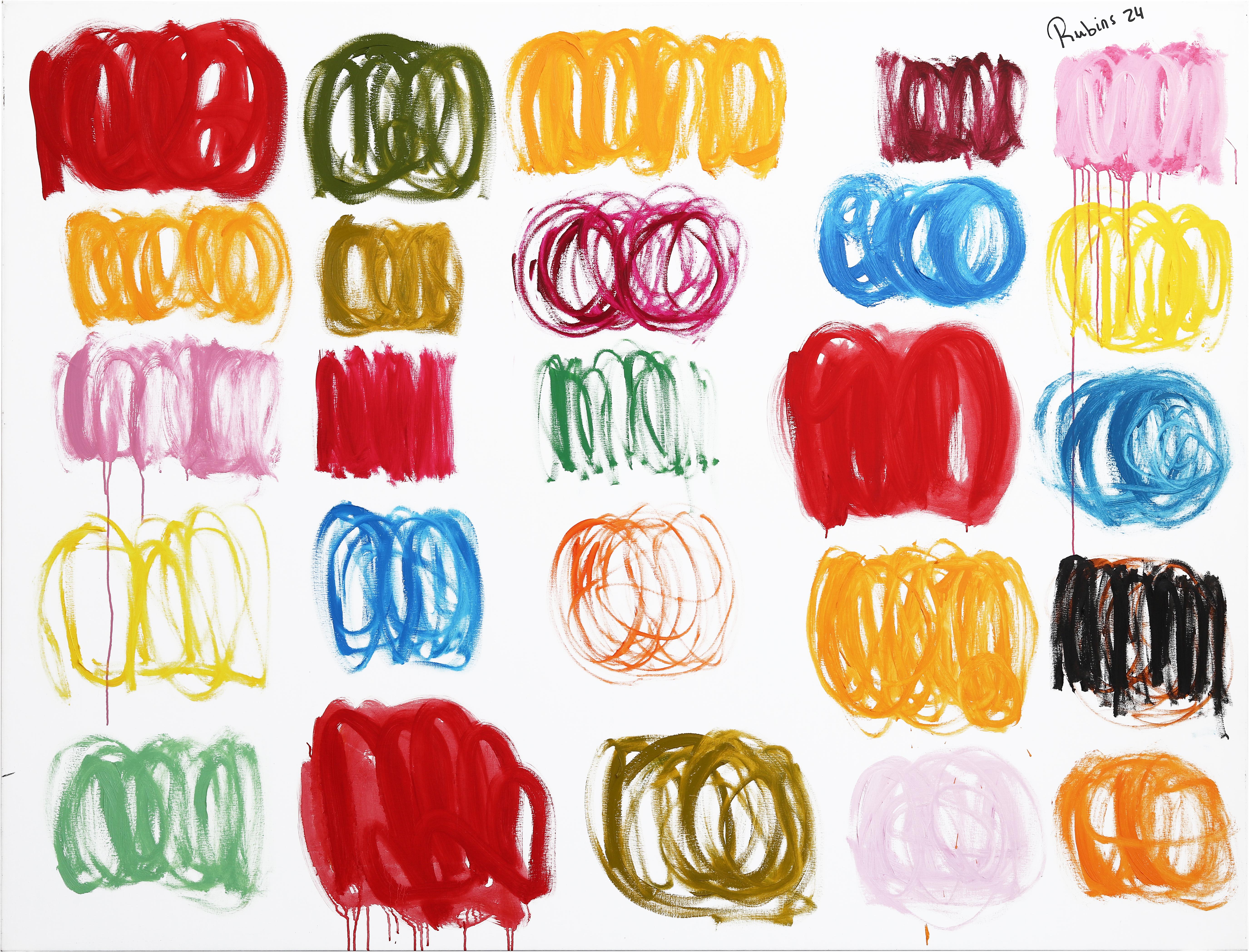 Pittura a olio astratta contemporanea di grandi dimensioni. Opera d'arte colorata. 160 x 210 cm