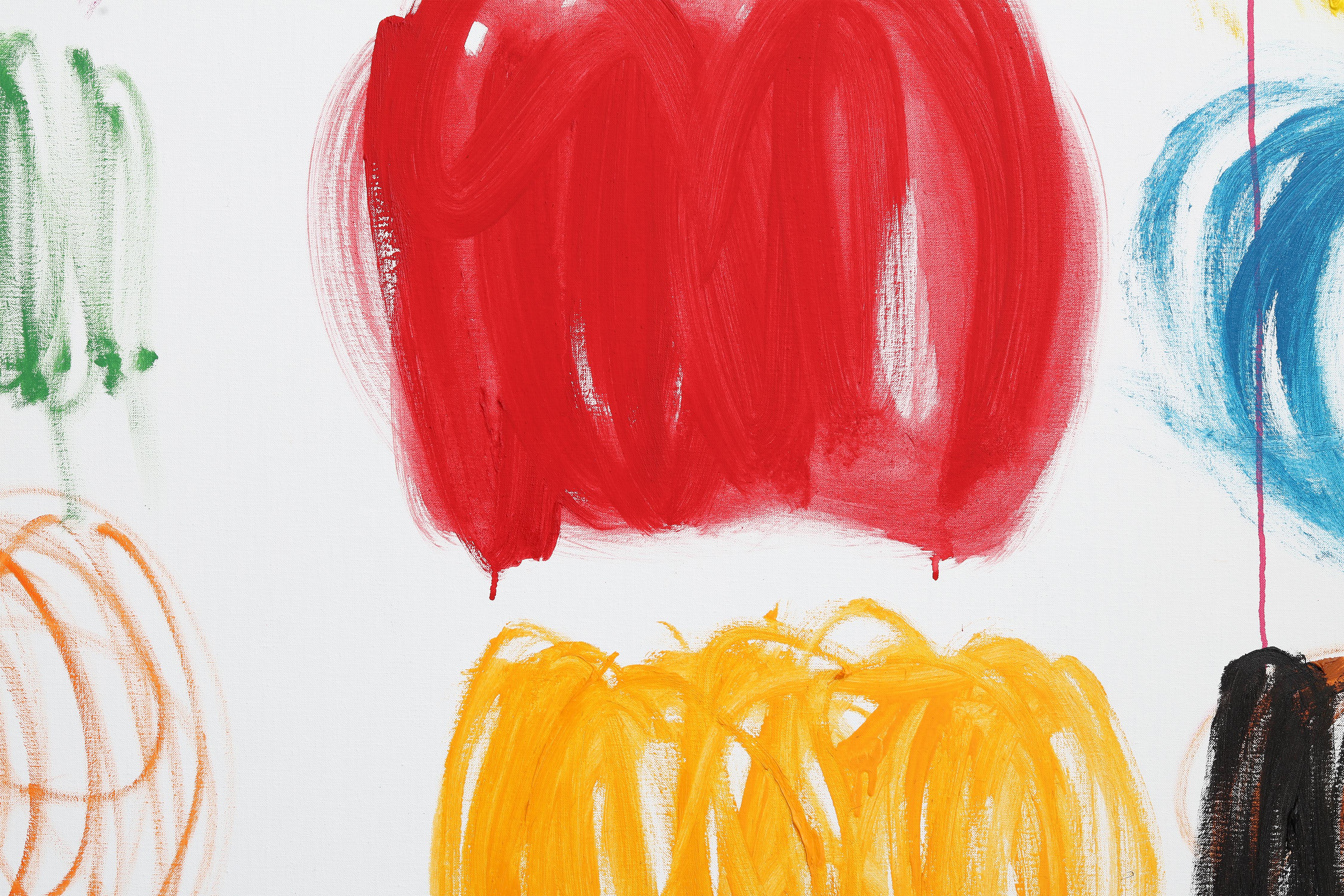 Pittura a olio astratta contemporanea di grandi dimensioni. Opera d'arte colorata. 160 x 210 cm in vendita 1