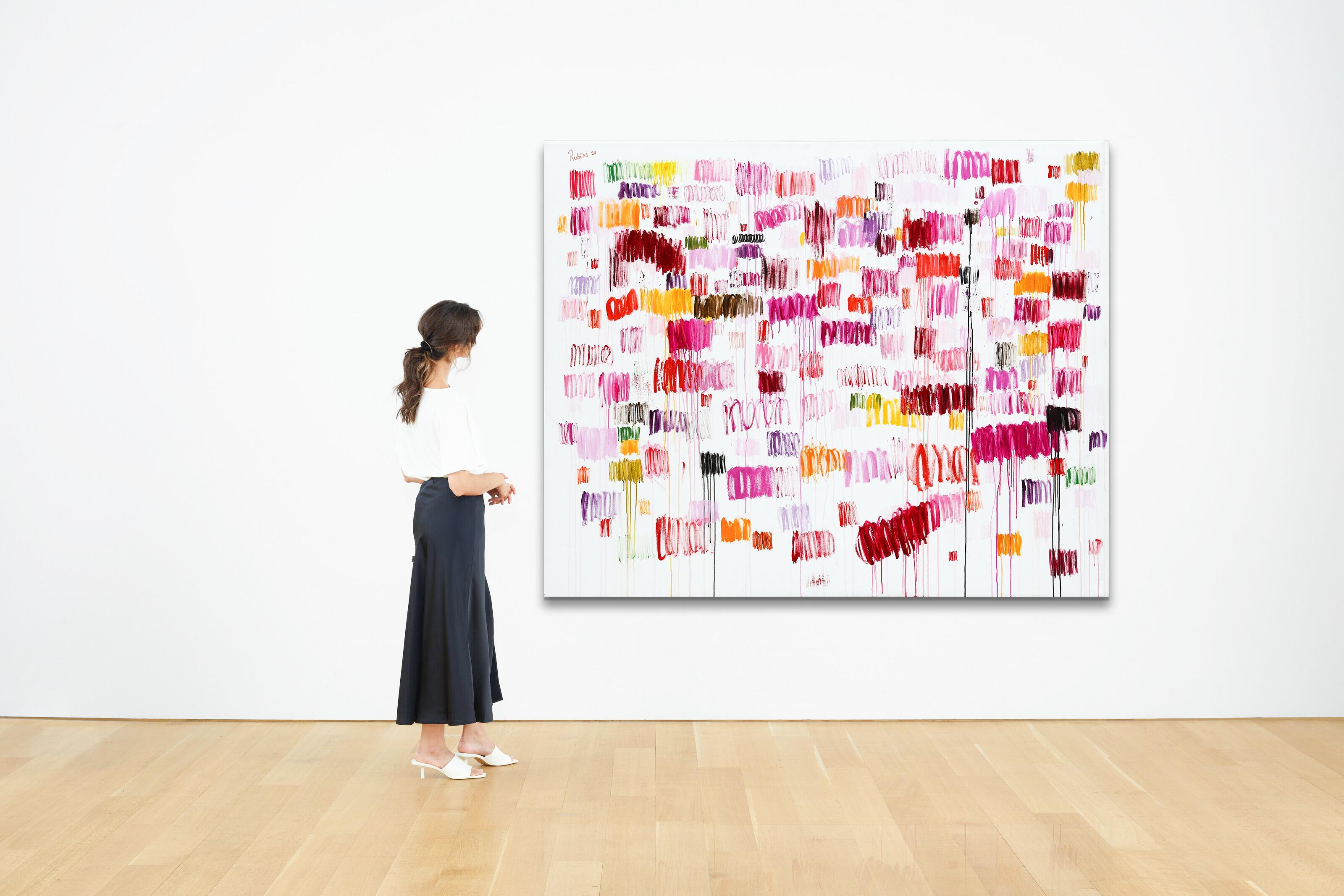 Grande dipinto a olio astratto contemporaneo su tela di lino. 170 x 210 cm - Painting Astratto di Rubins J. Spaans