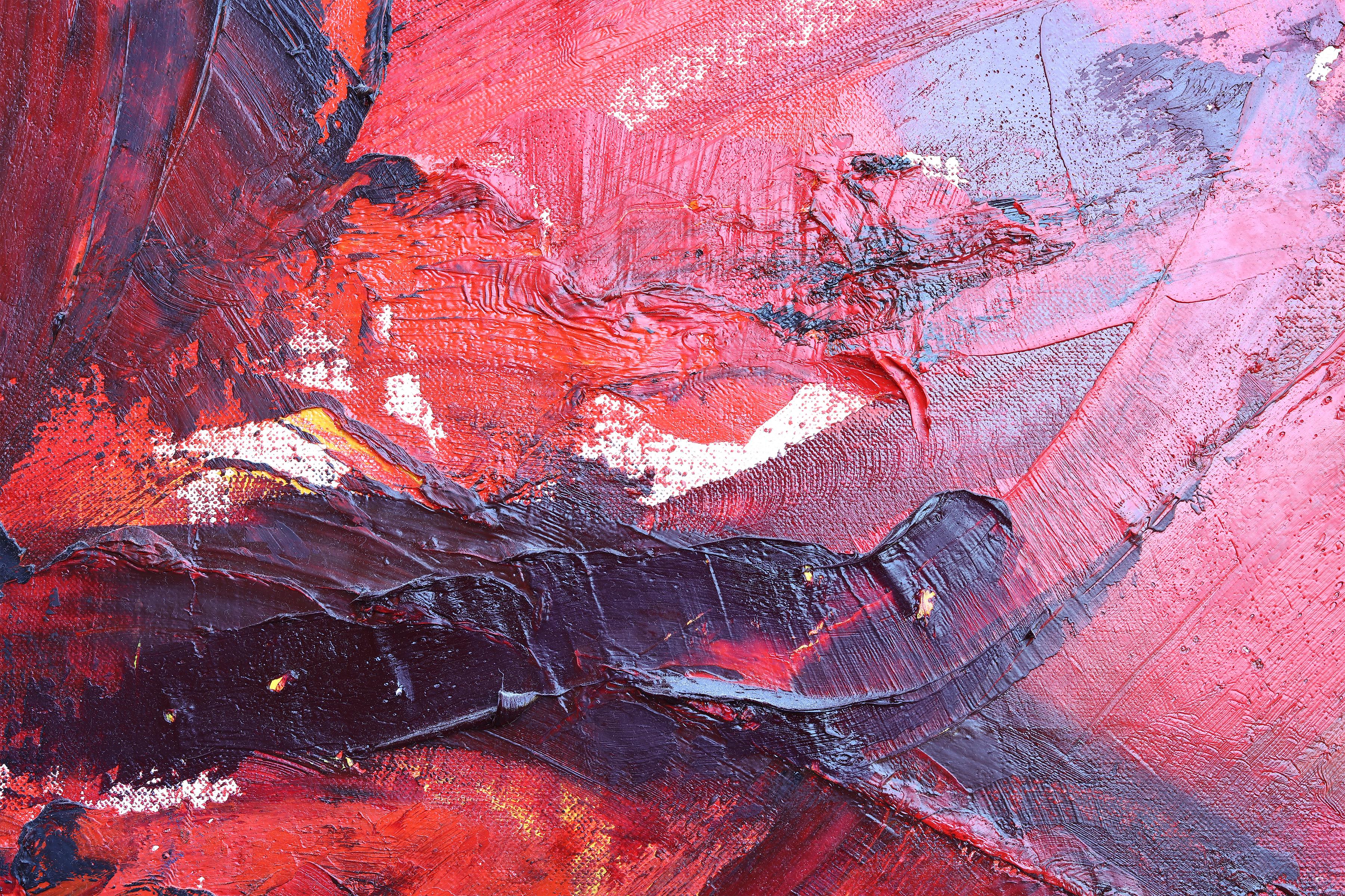 Grande dipinto astratto contemporaneo con toni di colore rosso. 220 x 195 cm in vendita 8