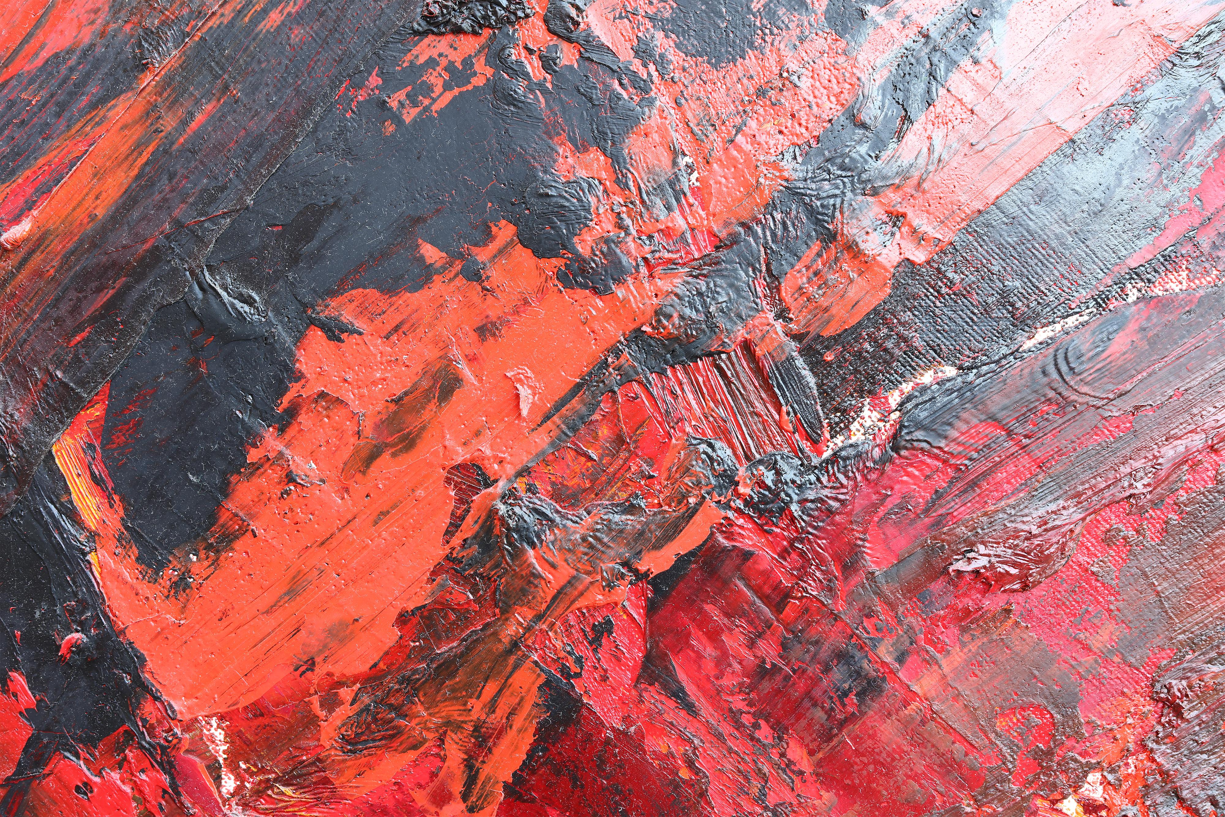 Grande dipinto astratto contemporaneo con toni di colore rosso. 220 x 195 cm in vendita 9