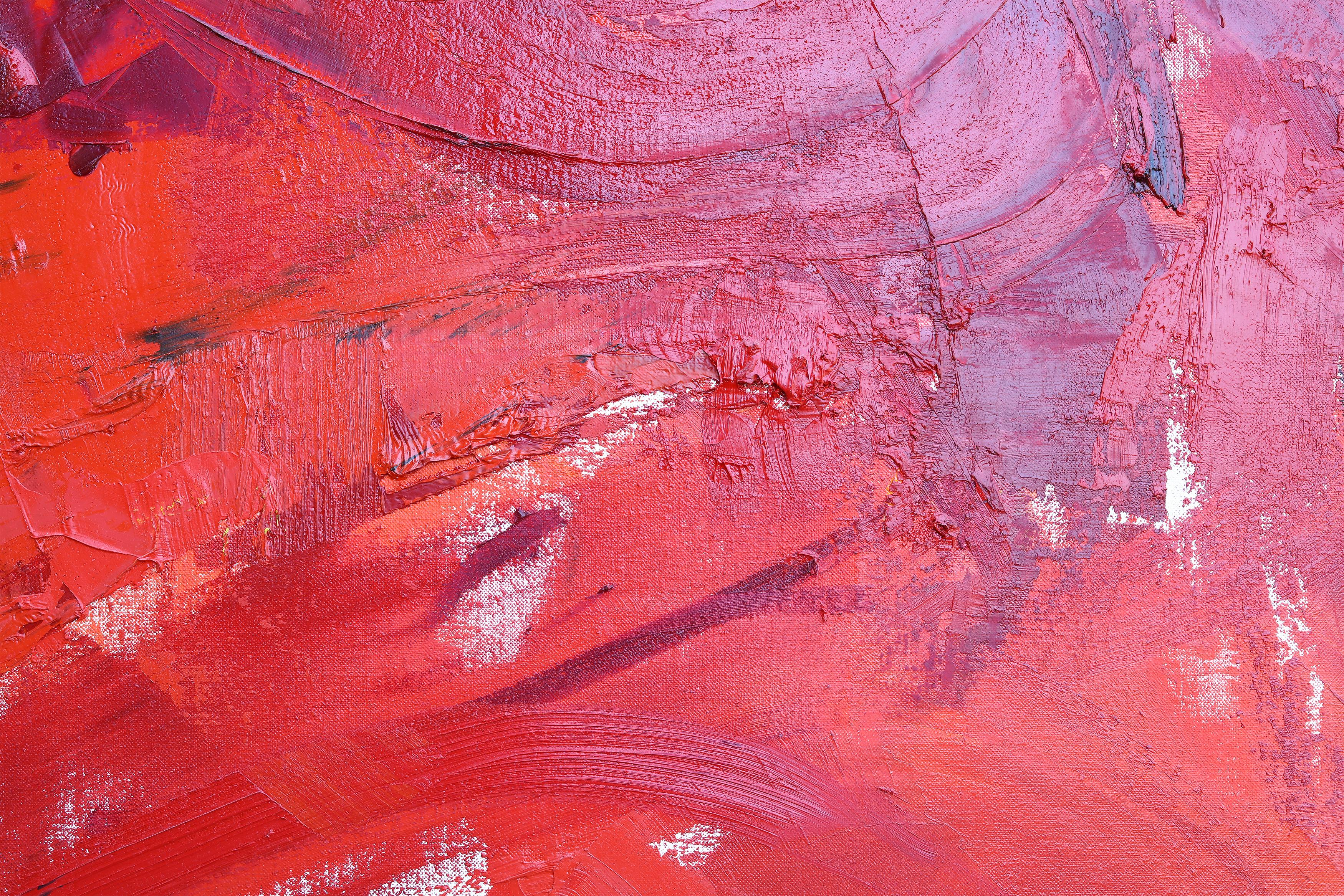 Grande dipinto astratto contemporaneo con toni di colore rosso. 220 x 195 cm in vendita 10