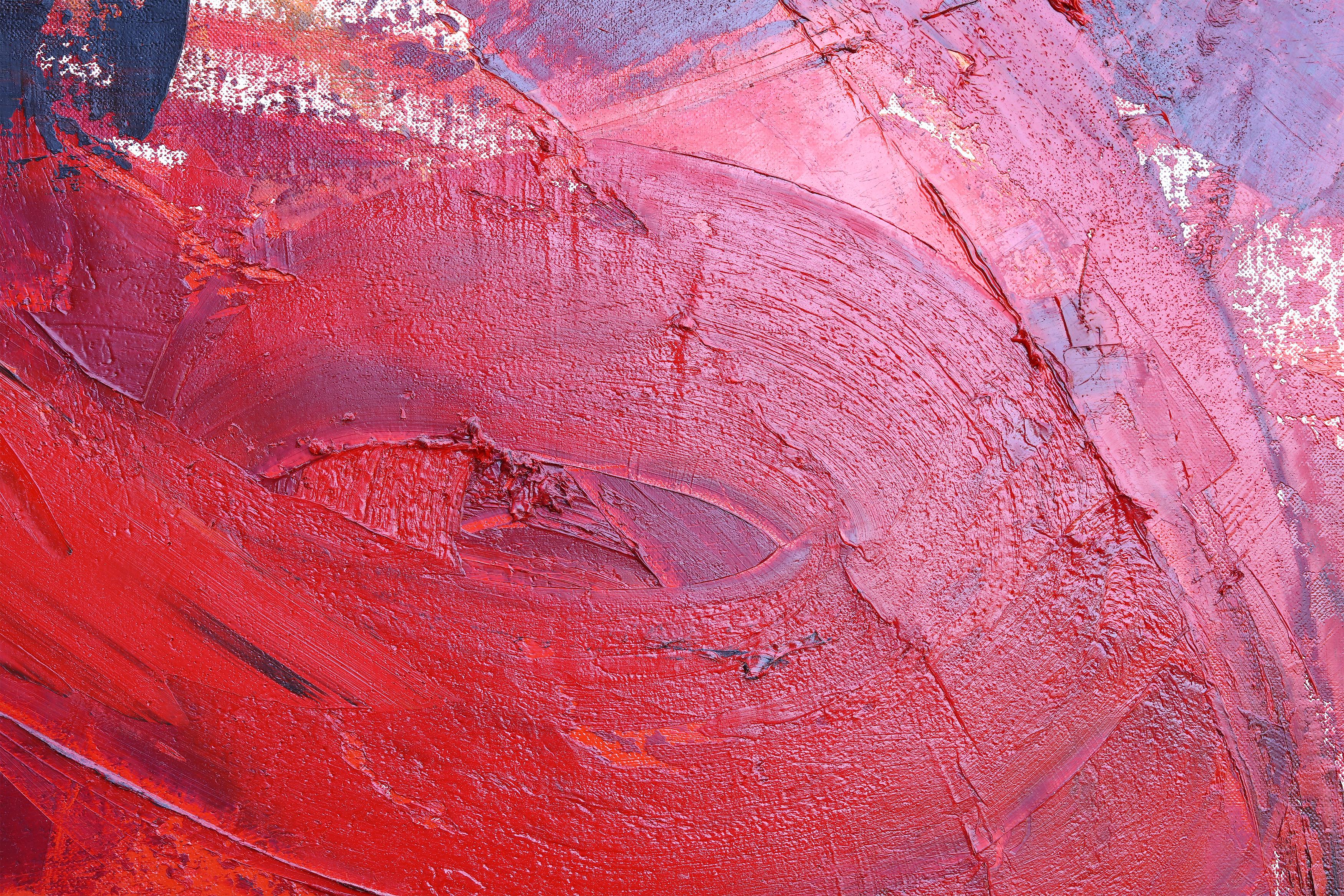 Grande dipinto astratto contemporaneo con toni di colore rosso. 220 x 195 cm in vendita 5