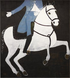 Gran cuadro al óleo ecuestre contemporáneo. Caballo Pintura 200 x 180 cm