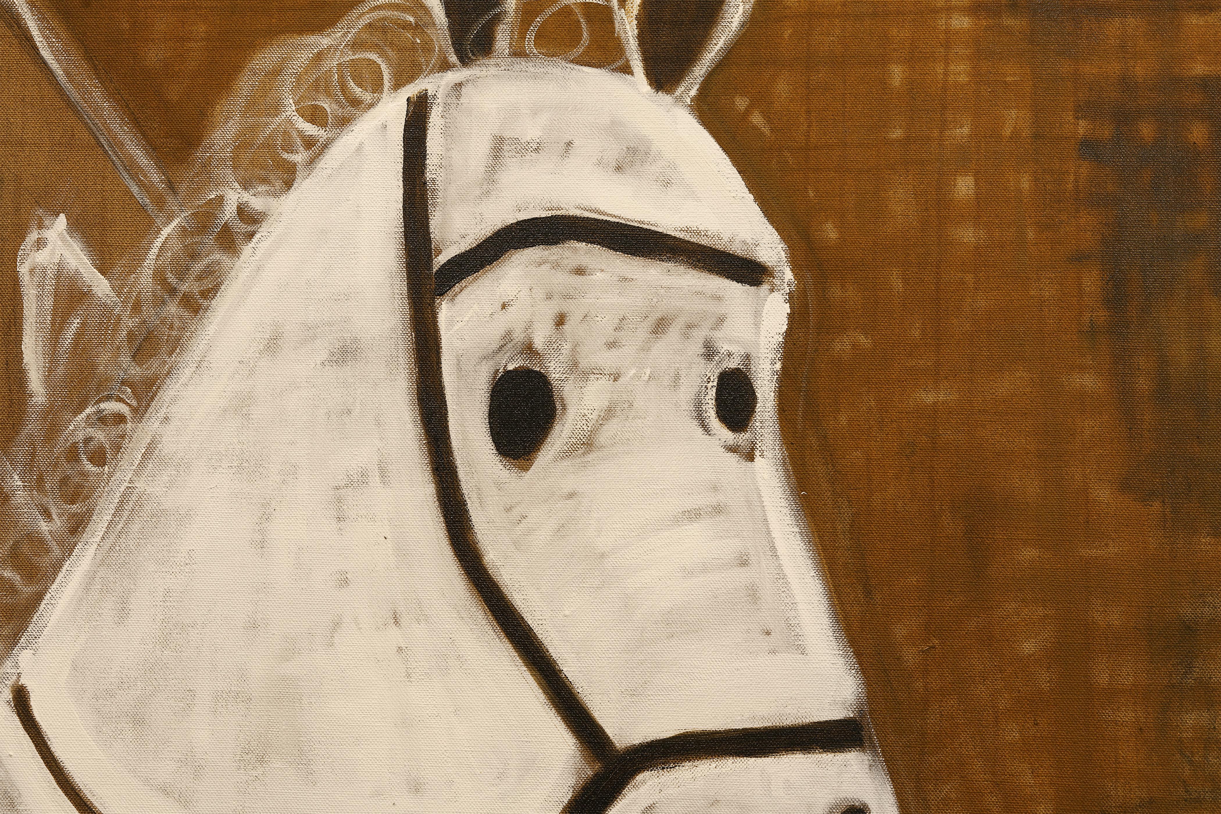Large Contemporary Equestrian Oil Painting. Horse Painting 220 x 180 cm For Sale 12