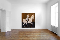 Grand portrait équestre contemporain. Peinture à l'huile sur cheval 200 x 180 cm