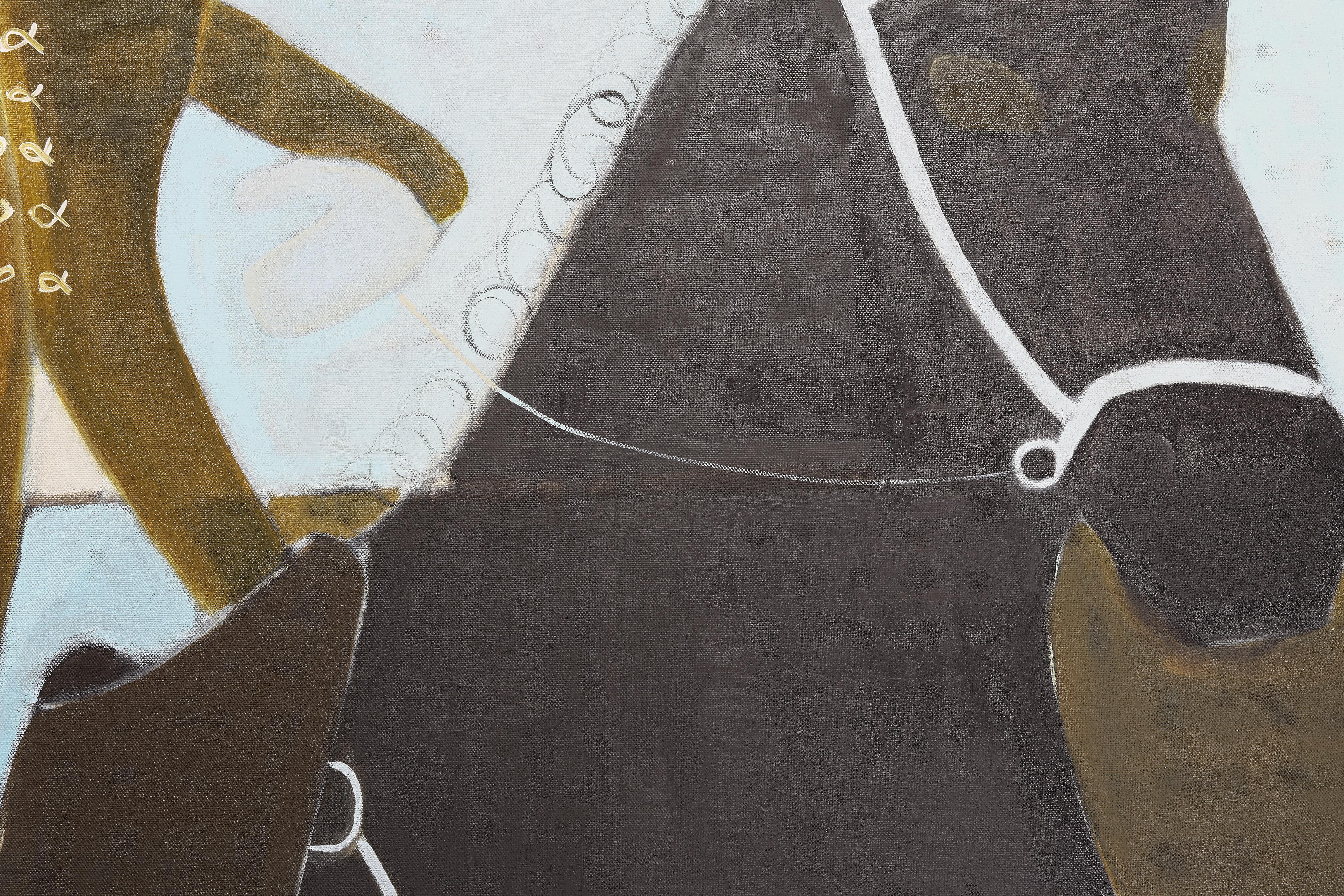 Dieses große figurative Ölgemälde ist eine Neuinterpretation eines Gemäldes von Agostino Masucci, Retrato ecuestre del Príncipe Camillo Rospigliosi Borromeo, 1737. Ein einzigartiges Ölgemälde auf belgischer Leinenleinwand von höchster