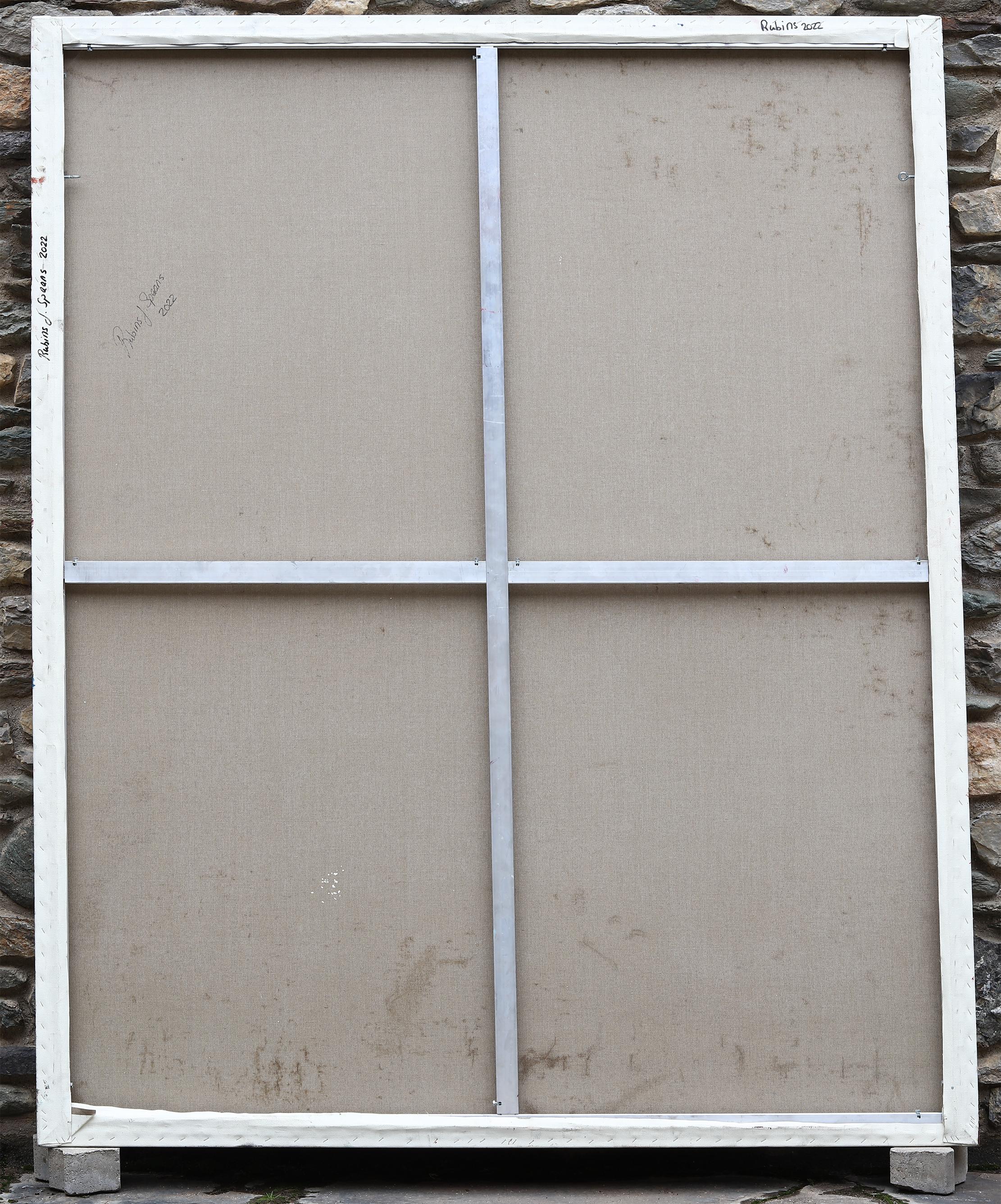 Pittura ad olio figurativa di grandi dimensioni. Grande dipinto con toni blu 220 x 180 cm 12