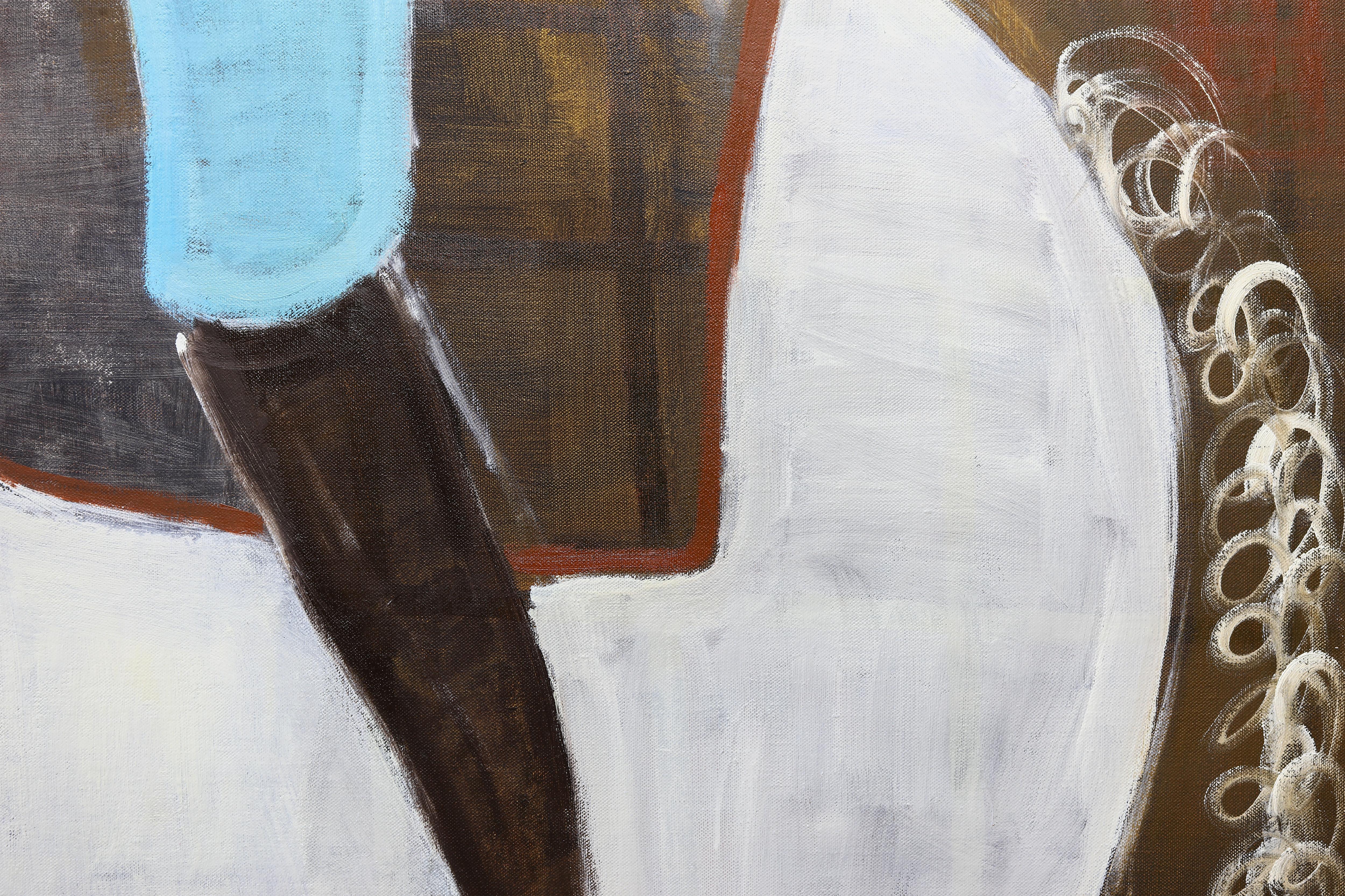 Grande dipinto a olio di cavallo contemporaneo. 190 x 170 cm - Animal Painting Nero di Rubins J. Spaans
