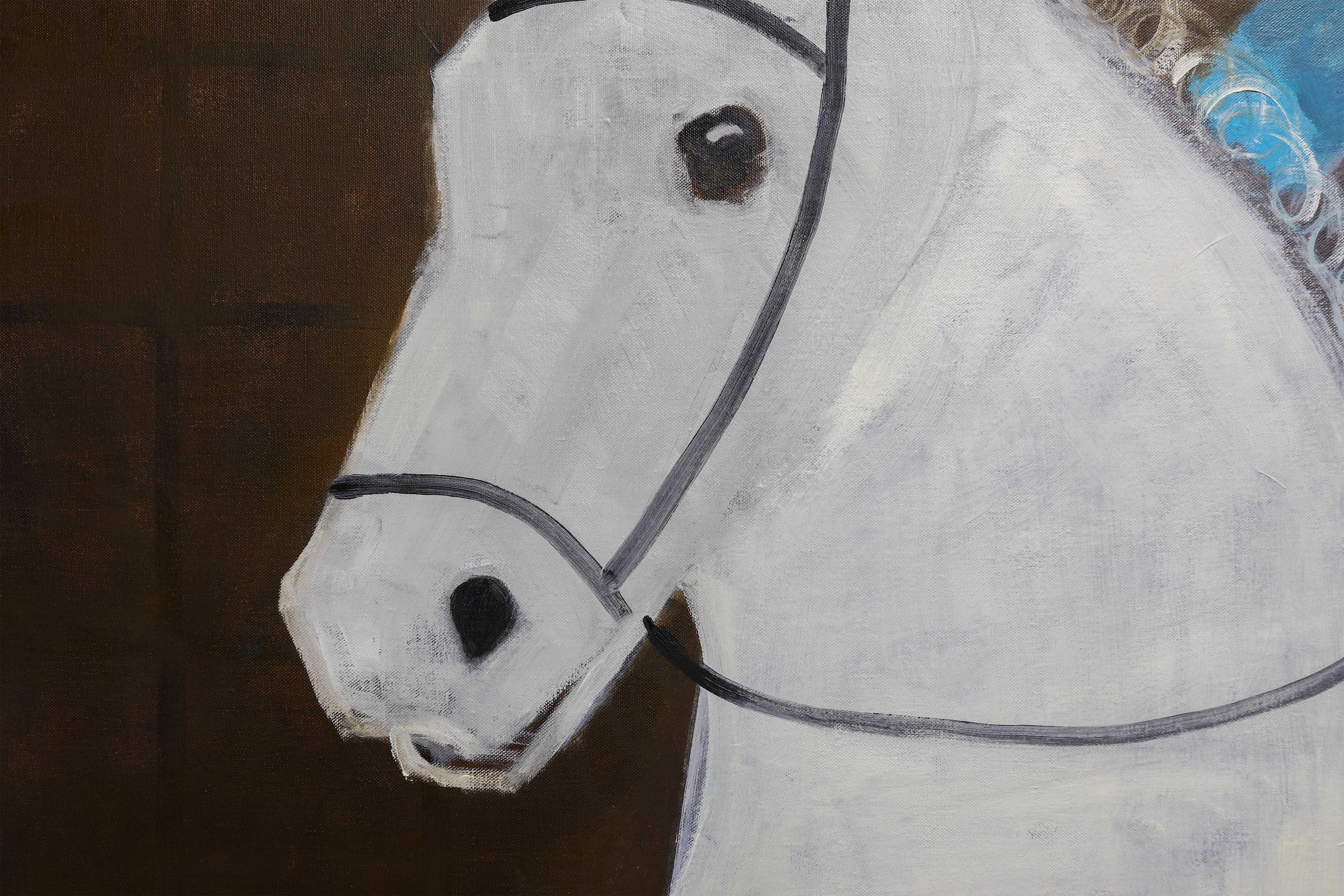Questo grande dipinto a olio figurativo è una reinterpretazione di un quadro di Franz Krüger, Ritratto equestre di Alexander I, 1837. Un dipinto a olio unico su tela di lino belga della migliore qualità.

Il dipinto è firmato sul retro, venduto