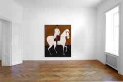Large Contemporary Horse Oil Painting. Man on horseback, 220 x 180 cm