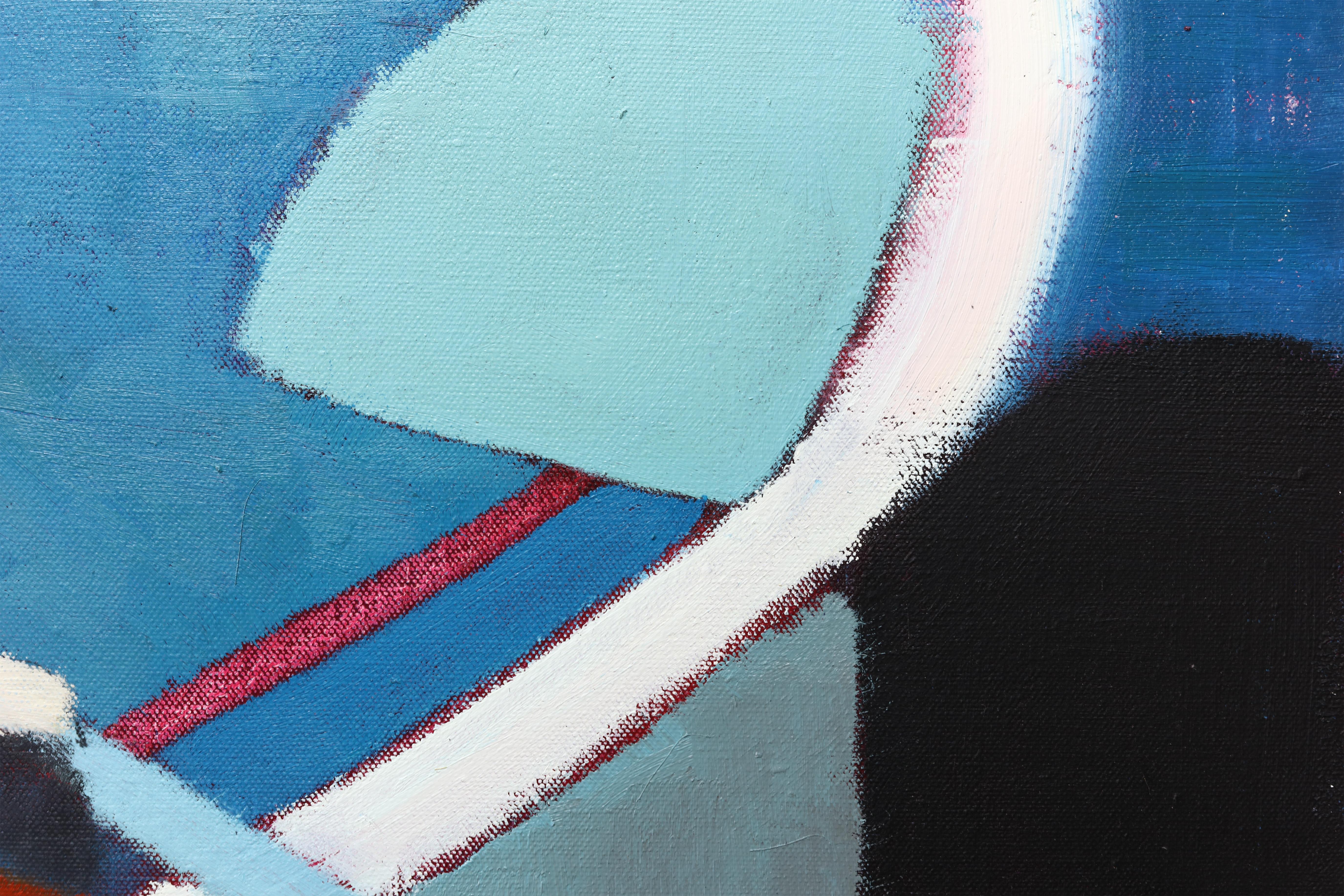 Pittura ad olio figurativa di grandi dimensioni. Grande dipinto con toni blu 220 x 180 cm 7