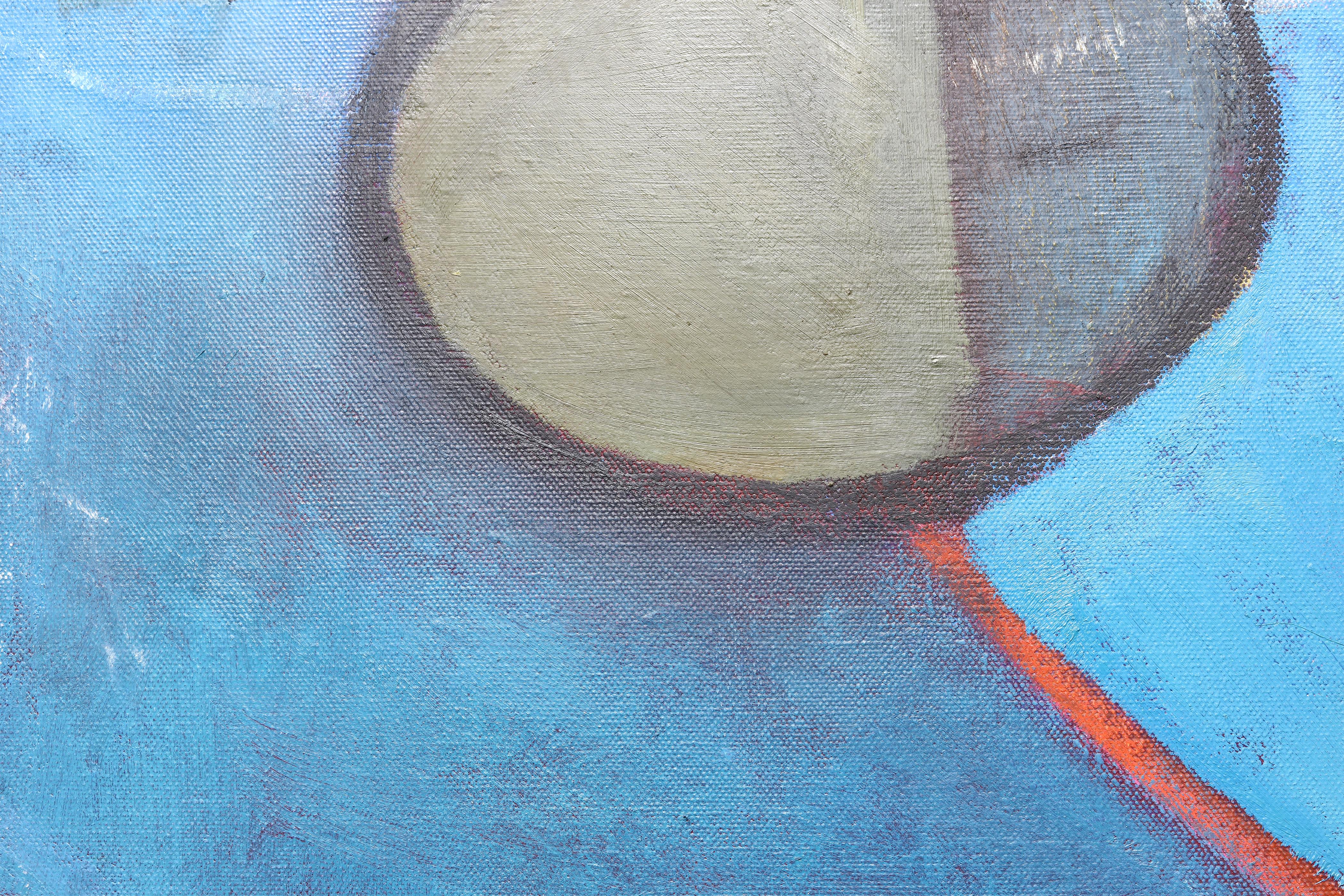 Pittura ad olio figurativa di grandi dimensioni. Grande dipinto con toni blu 220 x 180 cm 10