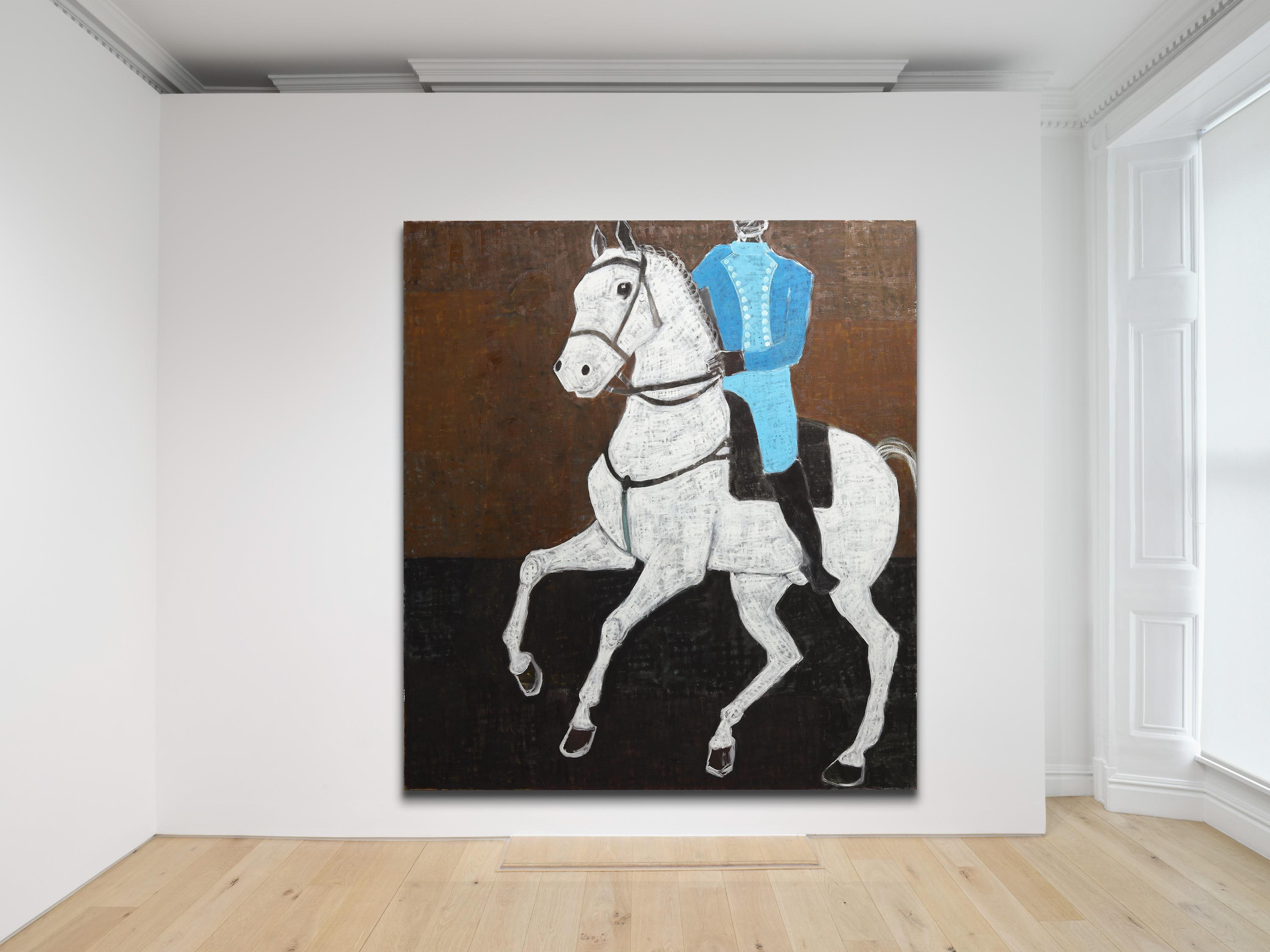 Pittura a olio su cavallo di grandi dimensioni. Pittura a olio equestre contemporanea. 200 x 180 cm 2