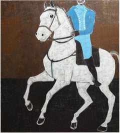 Pittura a olio su cavallo di grandi dimensioni. Pittura a olio equestre contemporanea. 200 x 180 cm