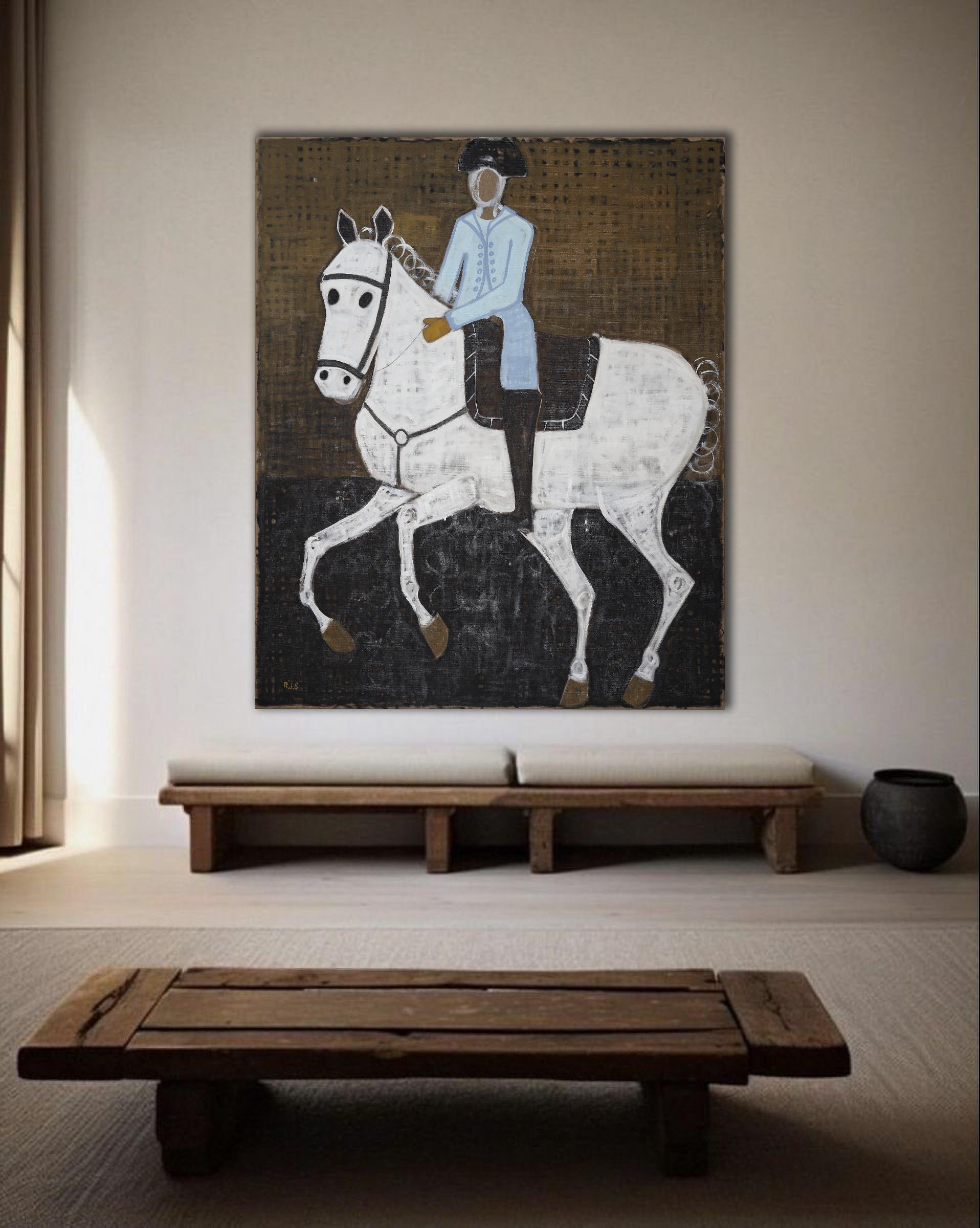 Große Pferdemalerei. Zeitgenössisches Pferde-Ölgemälde. 220 x 180 cm – Painting von Rubins J. Spaans