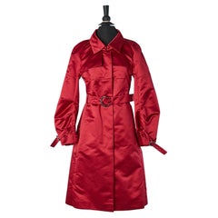 Rubis red satin trench-coat CELINE