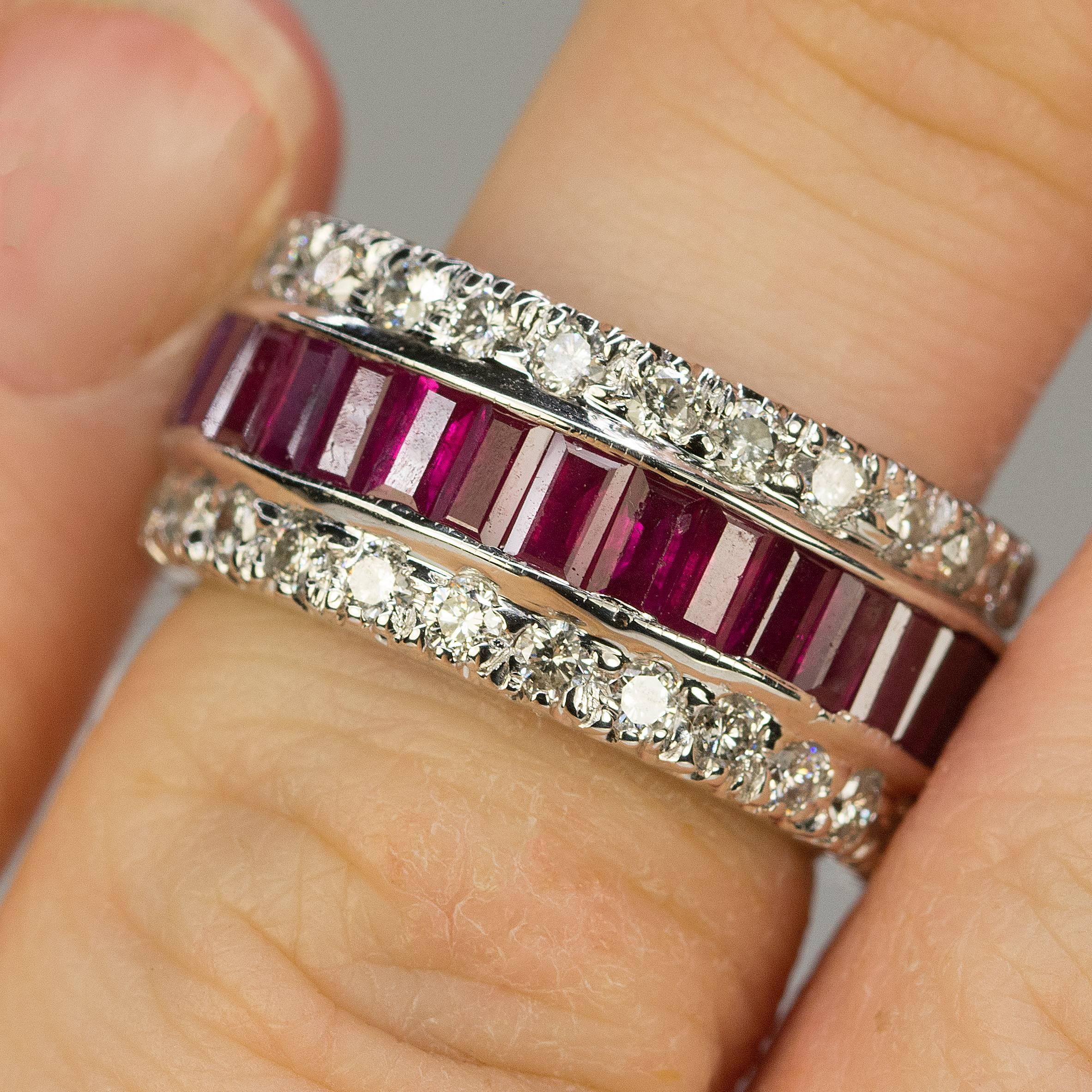 Ruby and Diamond Gold Eternity Band In Excellent Condition In Sarasota, FL