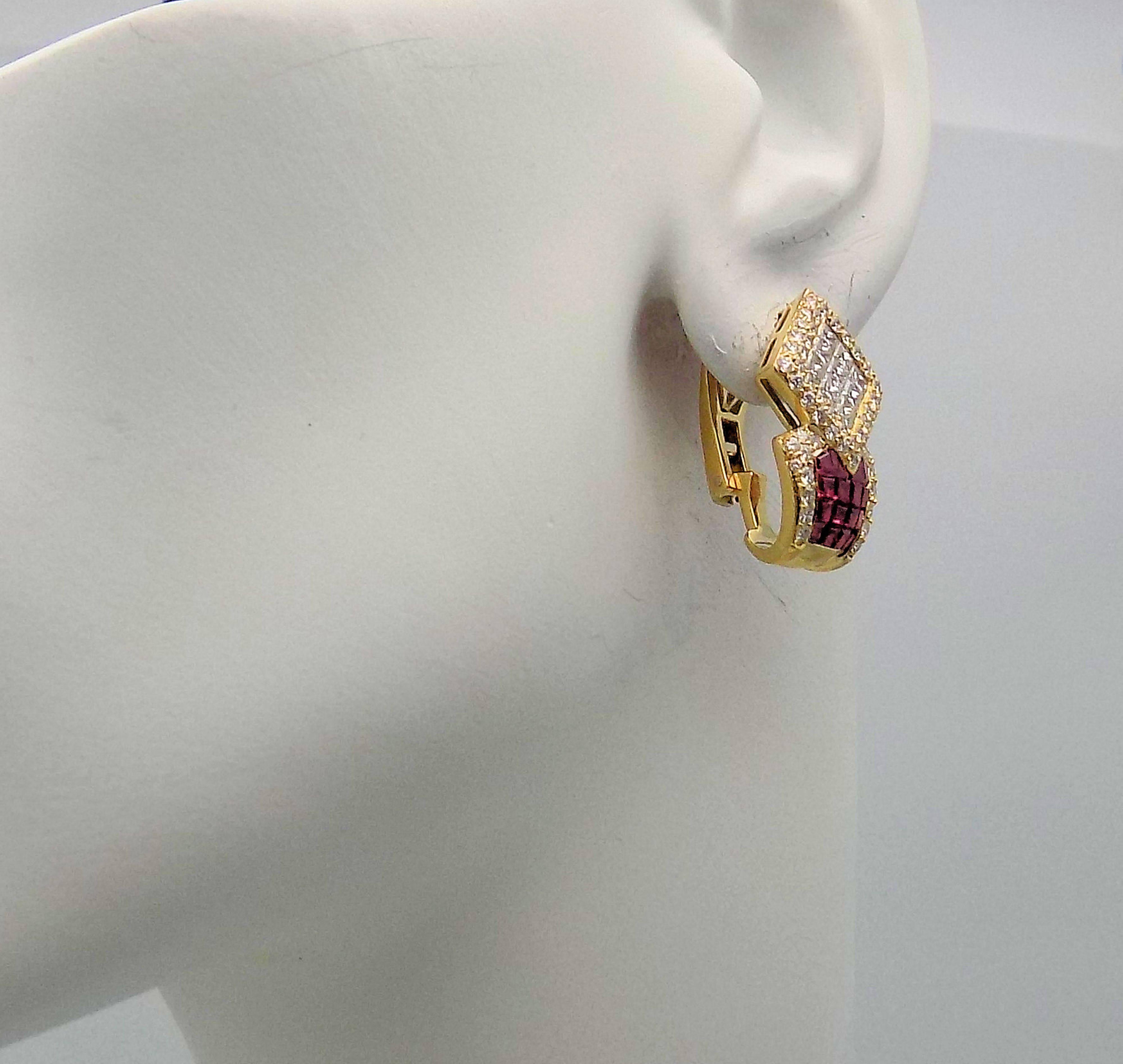 Ruby and Diamond Pierced Earrings 1