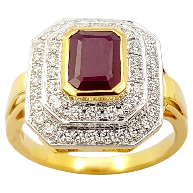 Ruby 0.94 carat with Diamond 0.51 carat Ring set in 18k Gold Settings For Sale