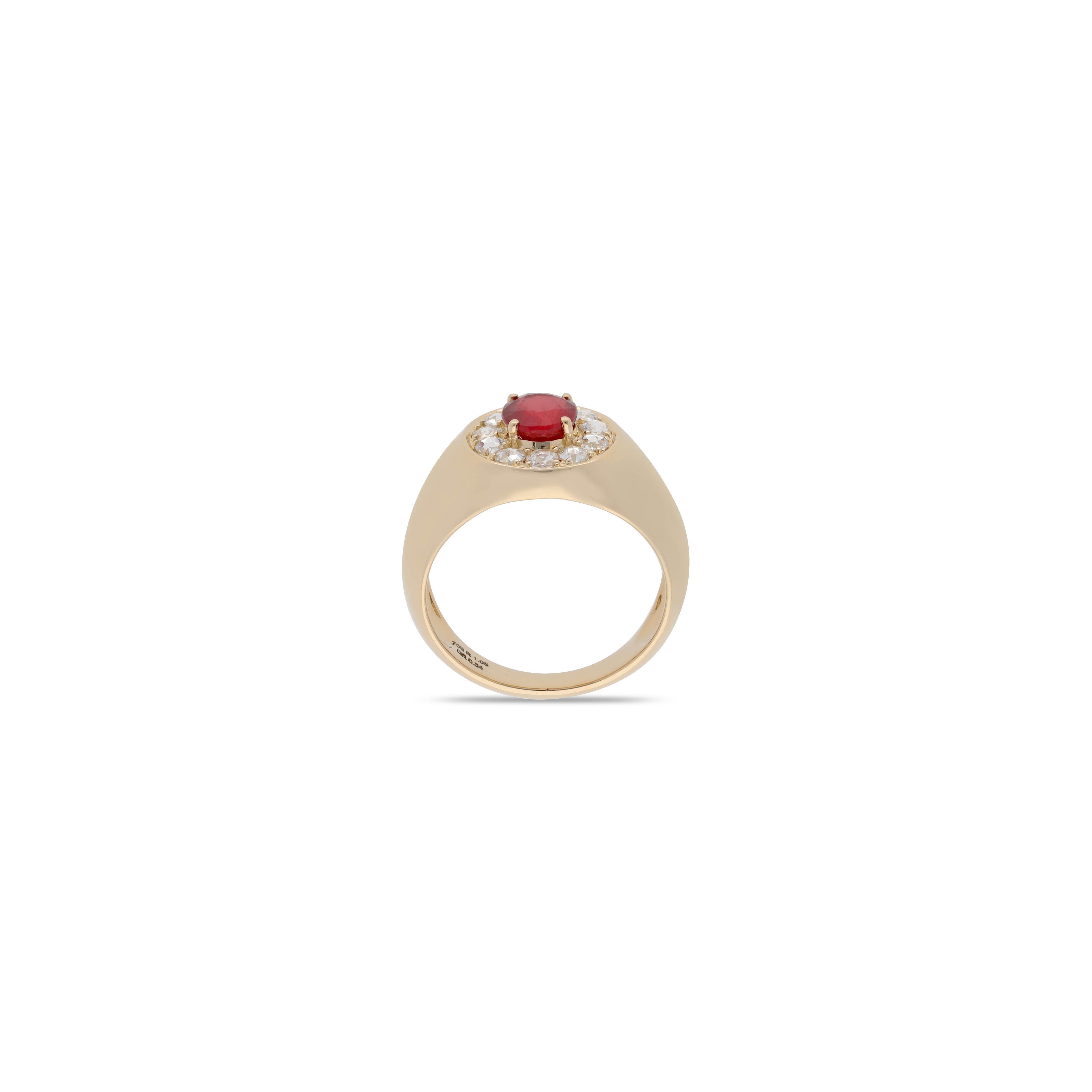 Rubin 1,08 Karat & Diamant Ring (Moderne) im Angebot
