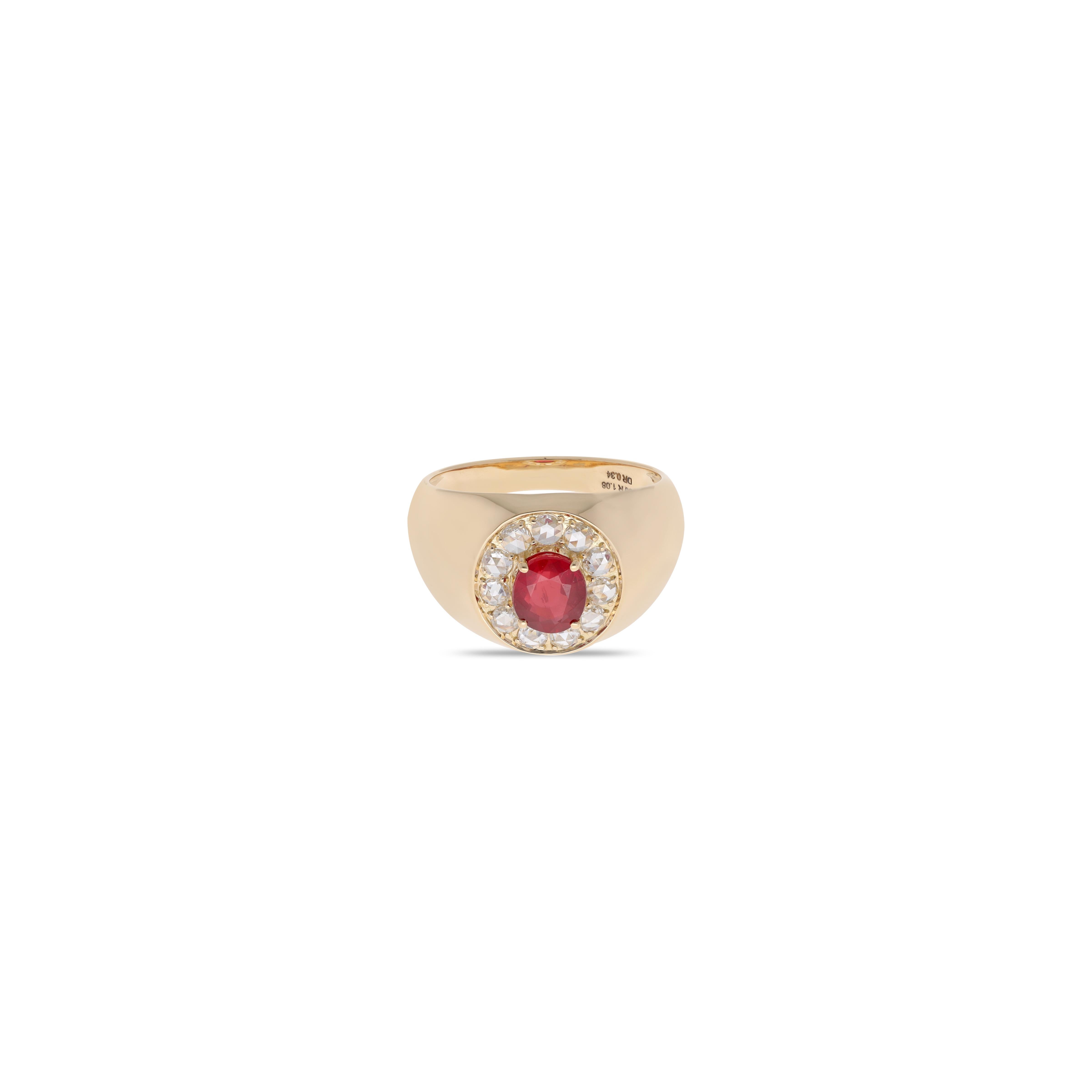 Rubin 1,08 Karat & Diamant Ring (Gemischter Schliff) im Angebot