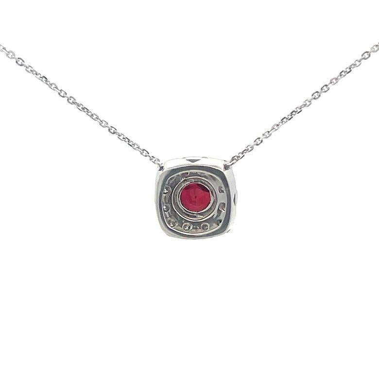 Women's Ruby 1.21 CT & Diamond 0.68 CT Pendant Necklace In 14K White Gold  For Sale