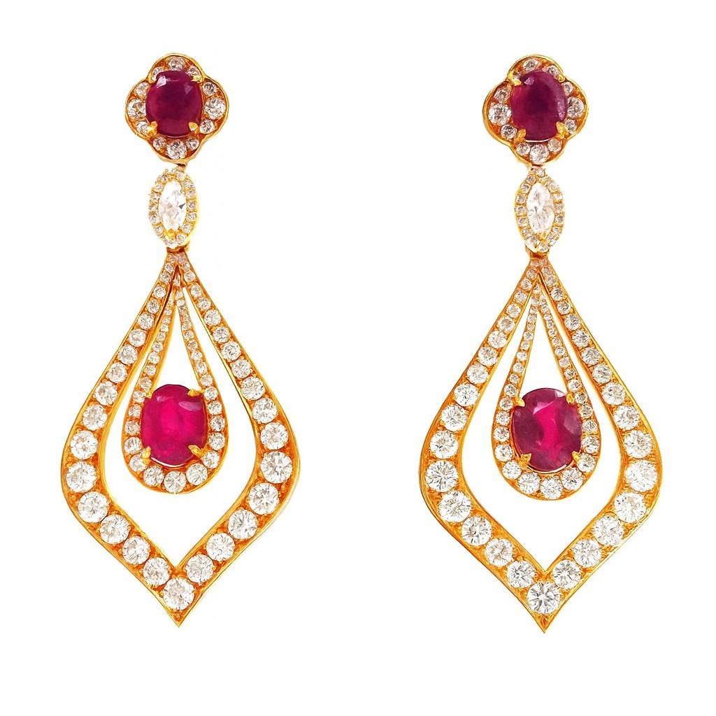 Taglio ovale Orecchini pendenti con diamante di 12,20 carati in oro rosa 18K in vendita