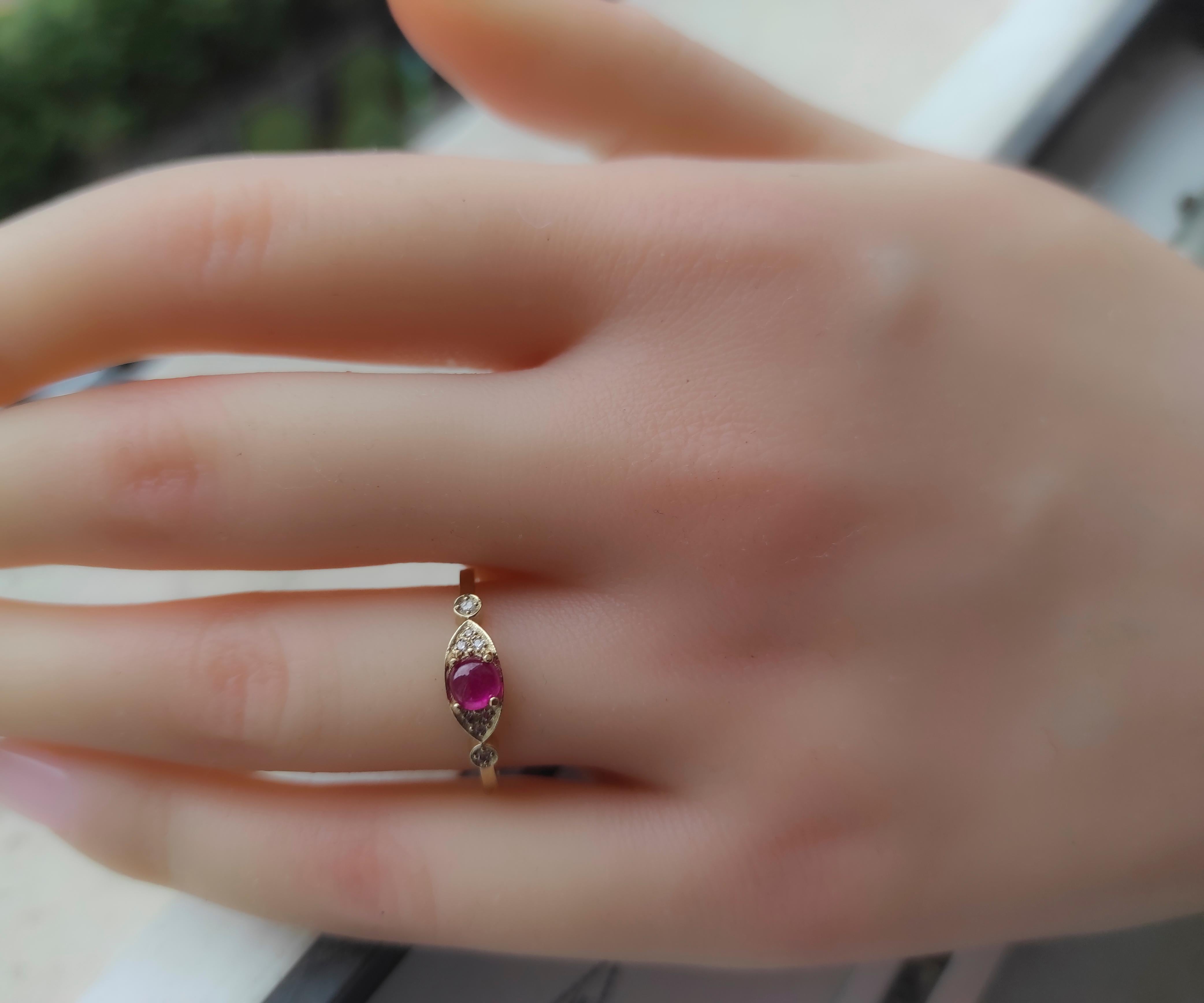 For Sale:  Ruby 14 karat ring.  Evil Eye Ring. July birthstone ruby ring 2