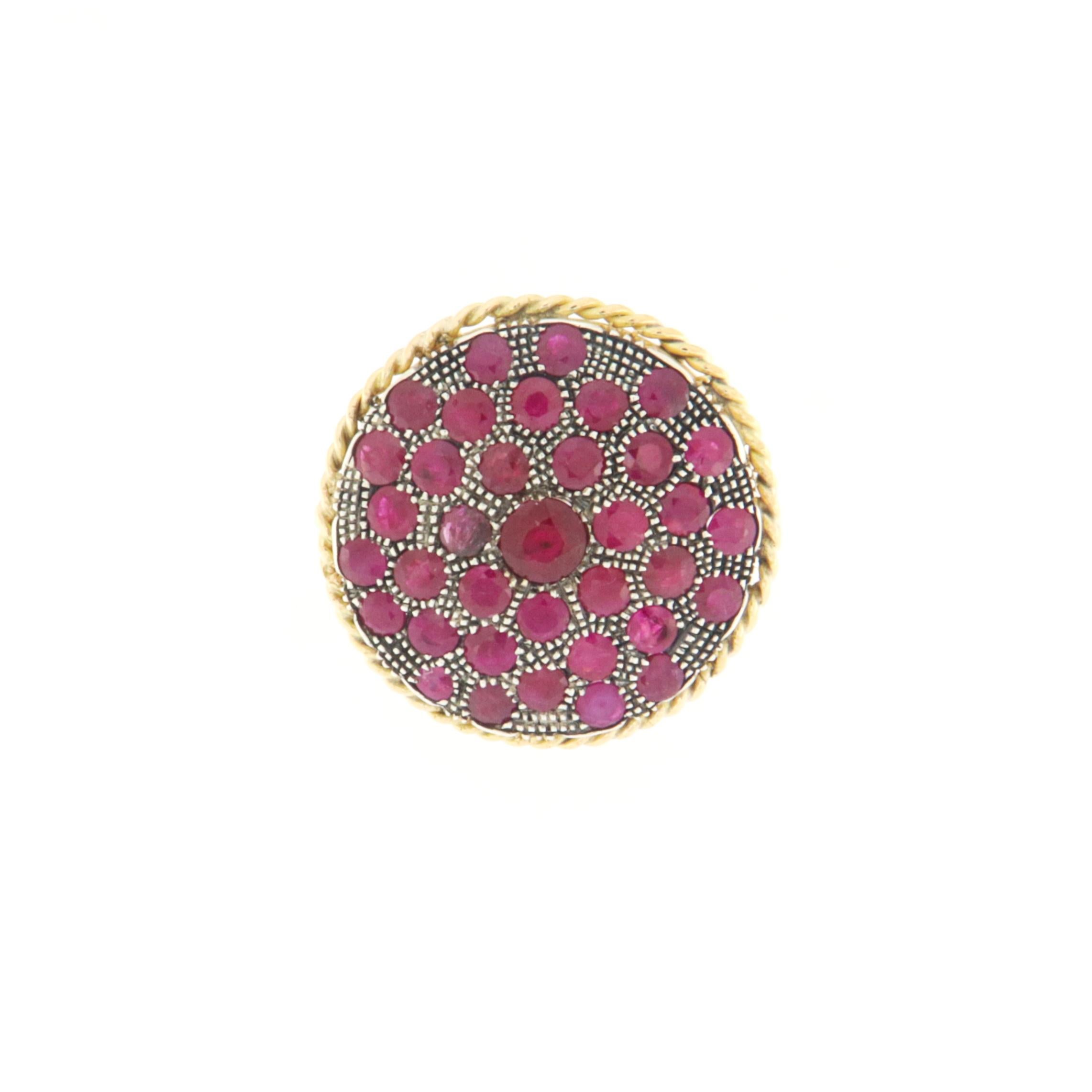 Women's Ruby 14 Karat Yellow Gold Cocktail Ring For Sale