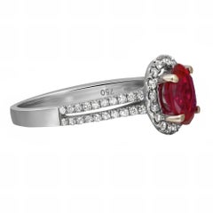 Ruby 1.45Cttw And Diamond 0.50Cttw Cocktail Ring 18K White Gold Size 6.5