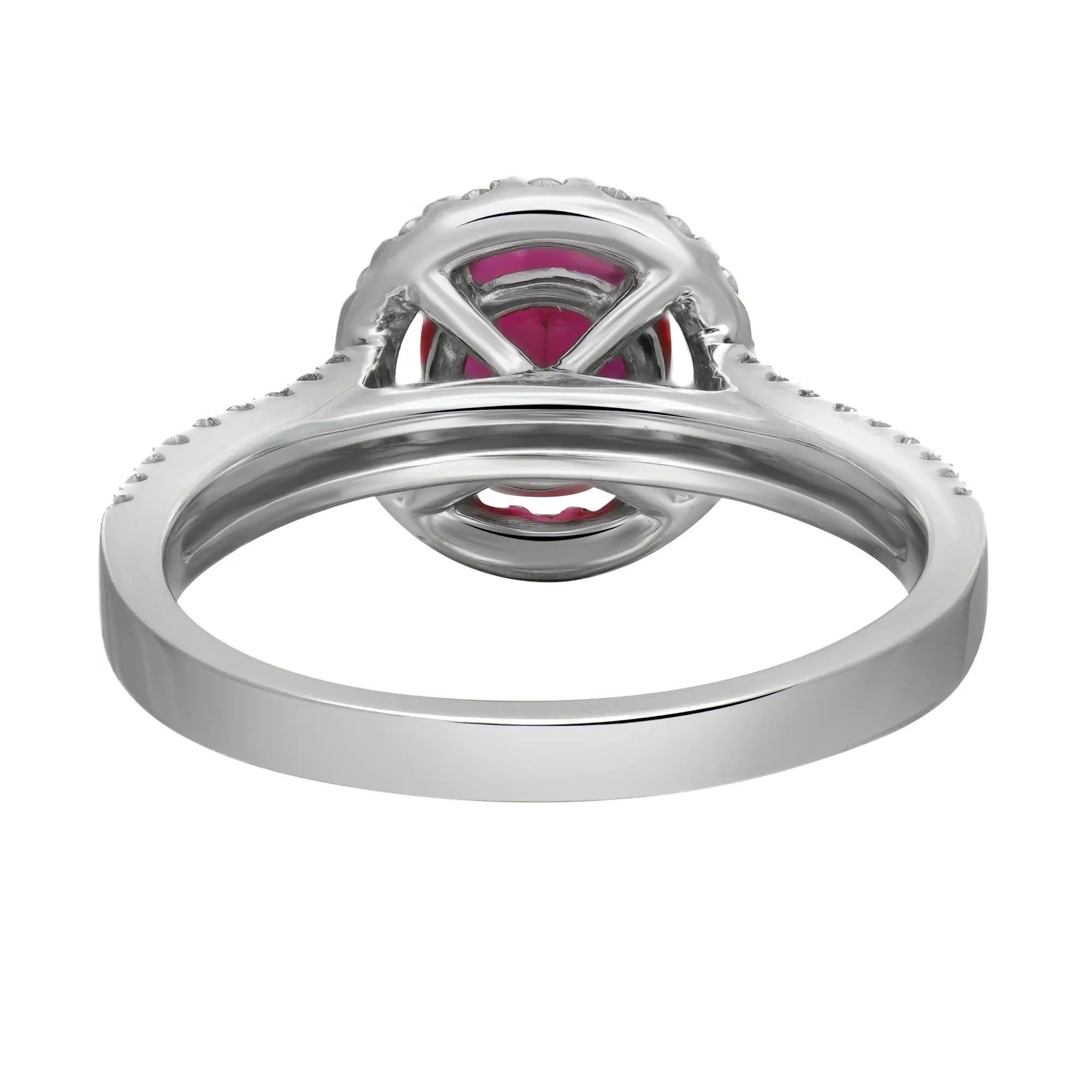 Rubí 1.45Cttw Y Diamante 0.50Cttw Anillo Cóctel Oro Blanco 18K Talla 6.5 Moderno en venta