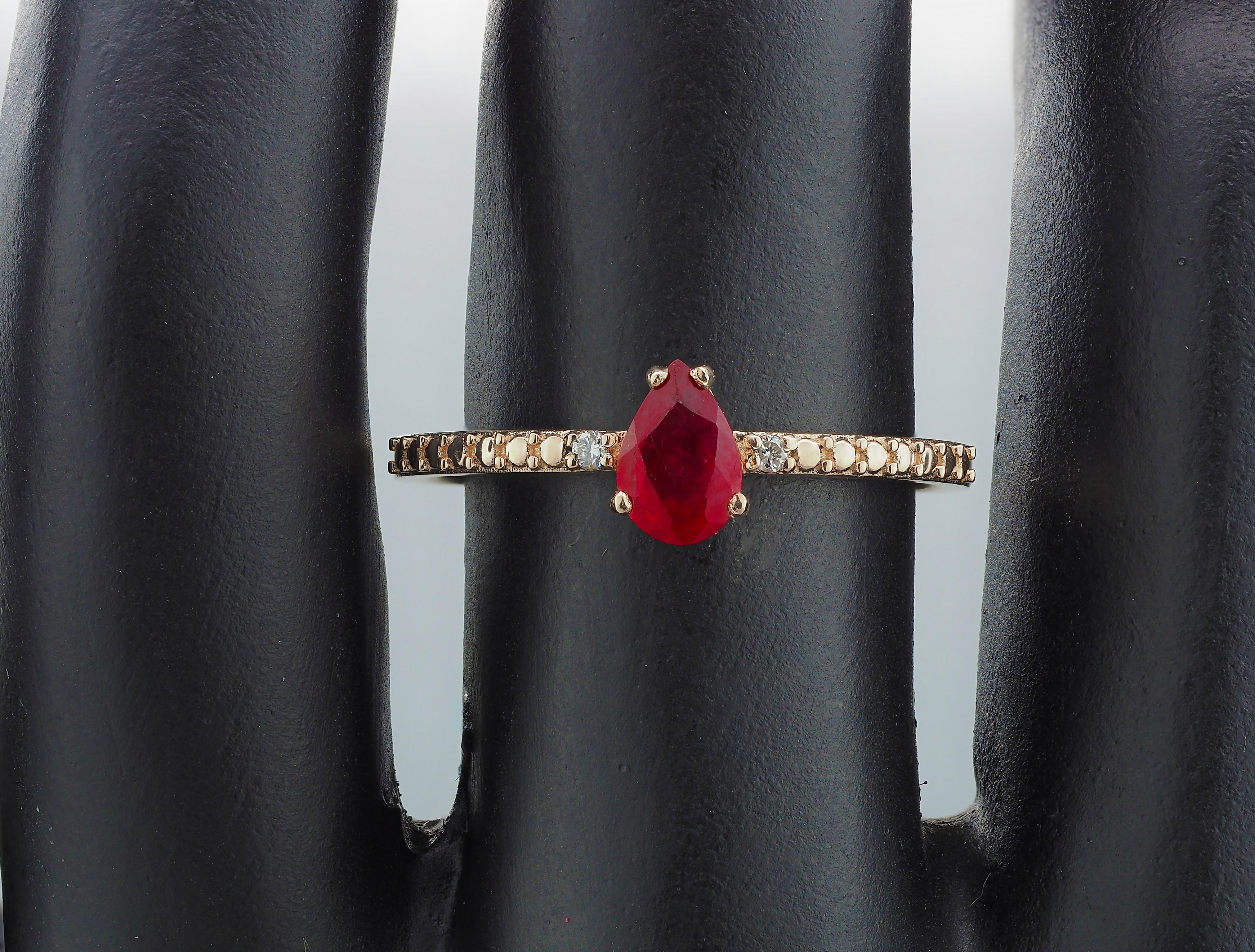 Ruby 14k gold ring.  For Sale 1